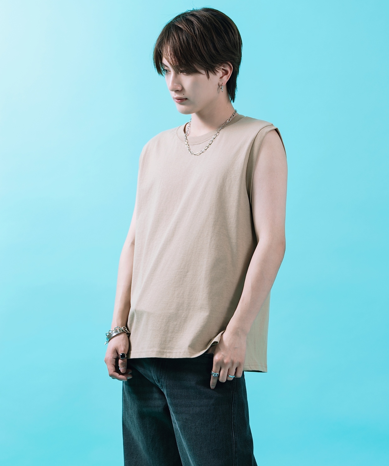 Tシャツ メンズ レディース ノースリーブ タンクトップ ロング カジュアル アメカジ ストリート スケーター 古着MIX 韓国ファッション | improves | 04