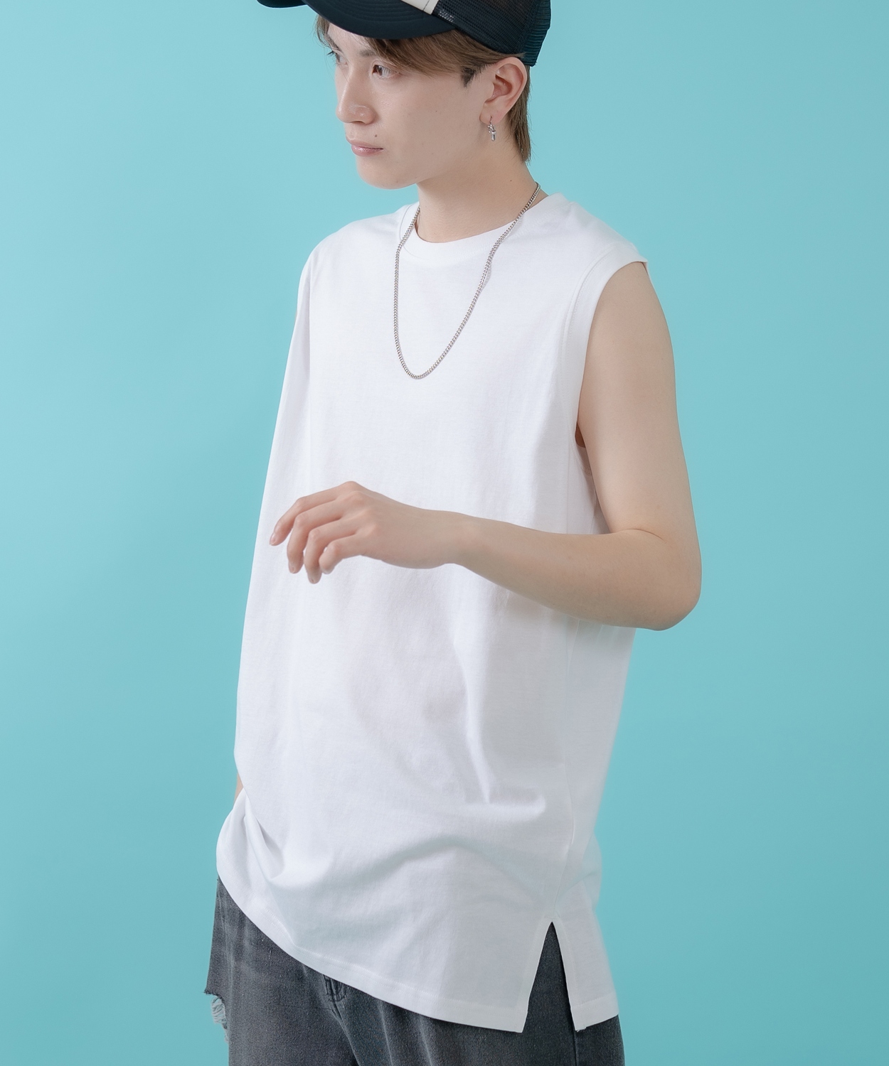 Tシャツ メンズ レディース ノースリーブ タンクトップ ロング カジュアル アメカジ ストリート スケーター 古着MIX 韓国ファッション | improves | 01