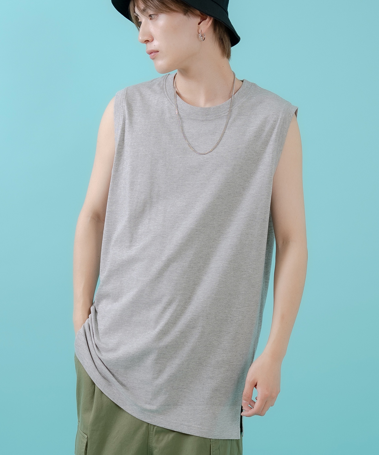 Tシャツ メンズ レディース ノースリーブ タンクトップ ロング カジュアル アメカジ ストリート スケーター 古着MIX 韓国ファッション | improves | 02