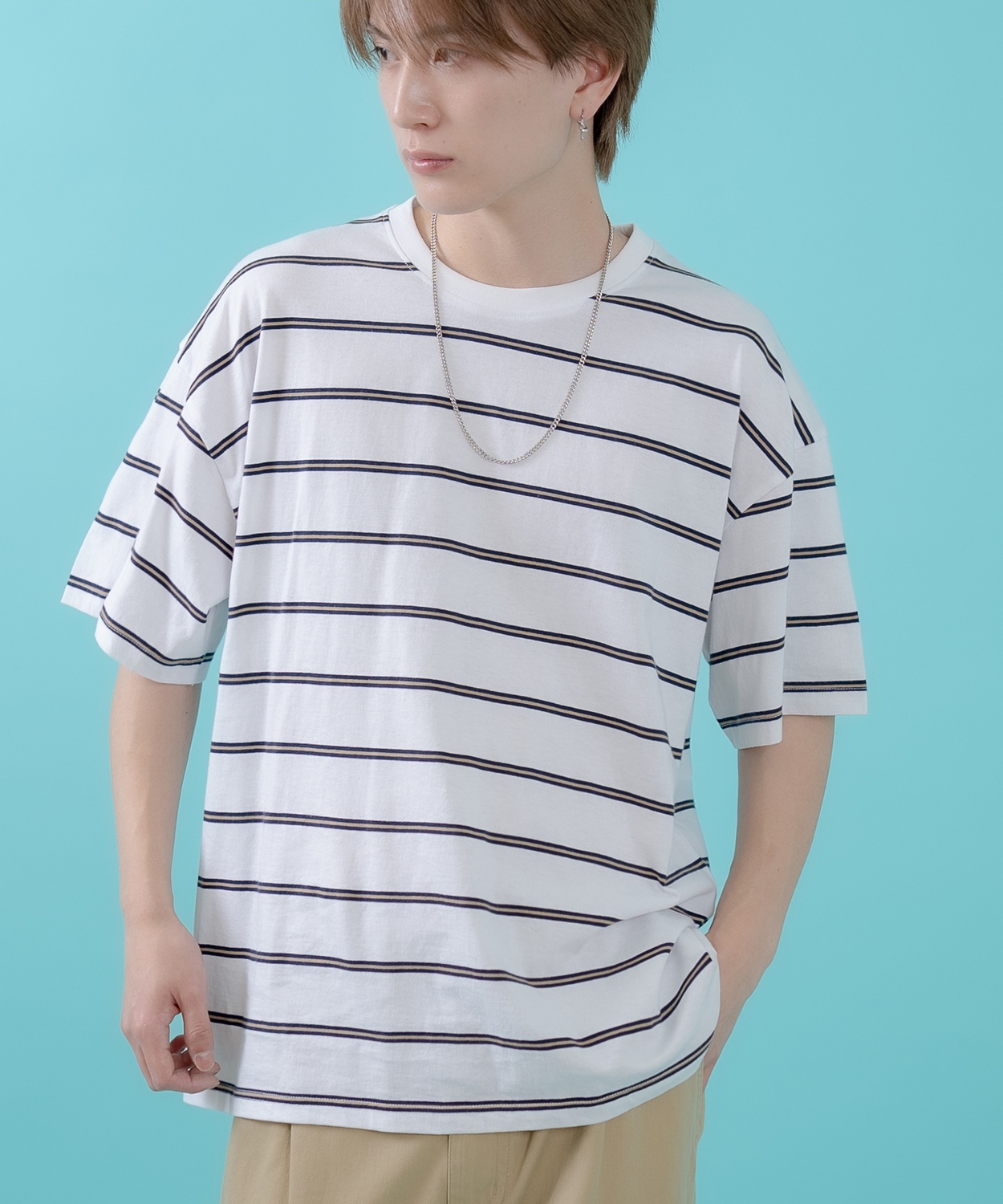 Tシャツ メンズ レディース シンプル マルチ ボーダートップス ルーズフィット カジュアル アメカジ ストリート スケーター 古着MIX 韓国ファッション | improves | 01