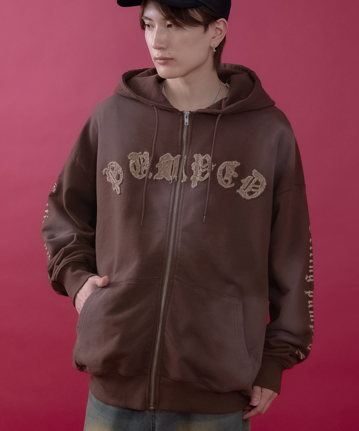 パーカー メンズ レディース フリンジ加工 裏毛  ジップパーカー スウェット アメカジ カジュアル スケーター ストリート 古着MIX 韓国ファッション | improves | 02