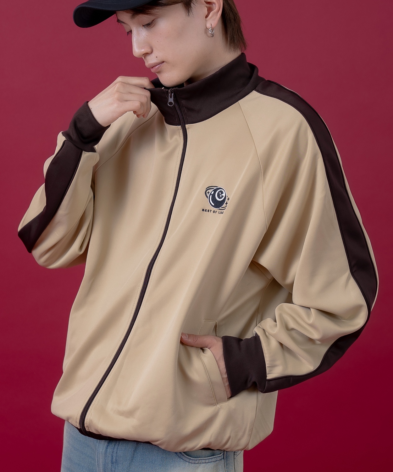 トラックジャケット メンズ レディース フルジップ ライン ジャージ カジュアル アメカジ ストリート スケーター ストリート古着MIX 韓国ファッション | improves | 01