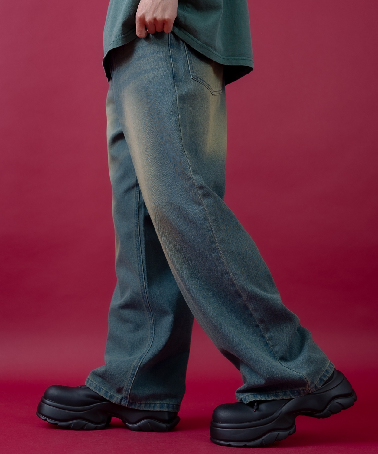 デニムパンツ メンズ レディース  バギーパンツ ビンテージ風 ジーンズ ワイドパンツ アメカジ カジュアル ストリート スケーター 韓国ファッション 古着 | improves | 01