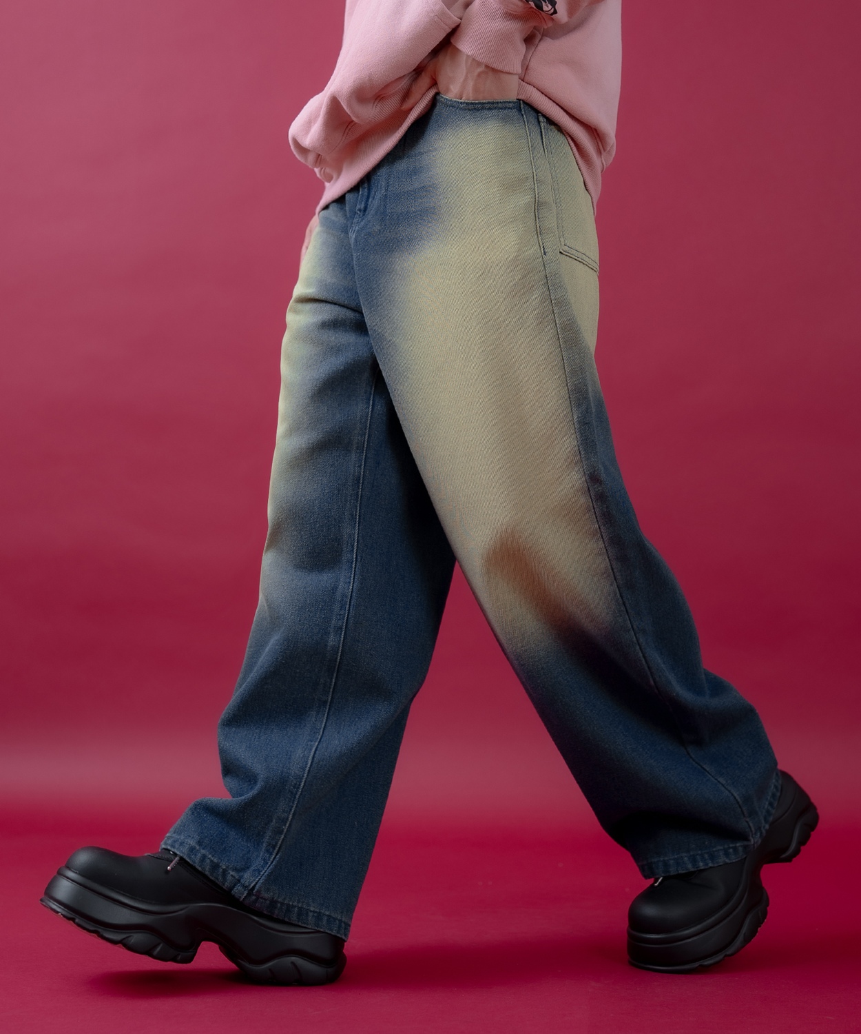 デニムパンツ メンズ レディース  バギーパンツ ビンテージ風 ジーンズ ワイドパンツ アメカジ カジュアル ストリート スケーター 韓国ファッション 古着 | improves | 01