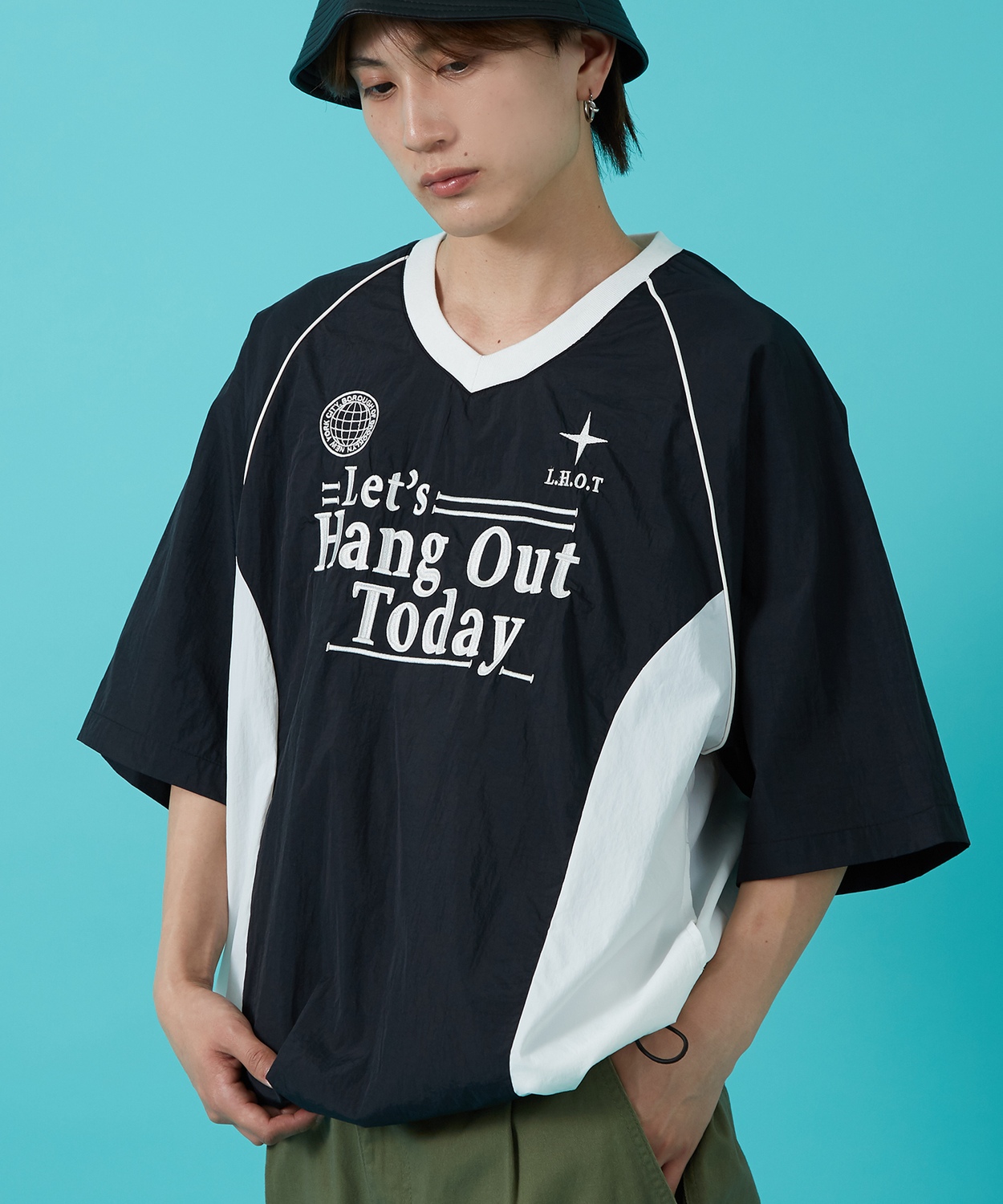 Tシャツ メンズ サッカー ゲームシャツ ナイロン ピステ Vネック カジュアル アメカジ ストリート スケーター ストリート古着MIX 韓国 | improves | 01