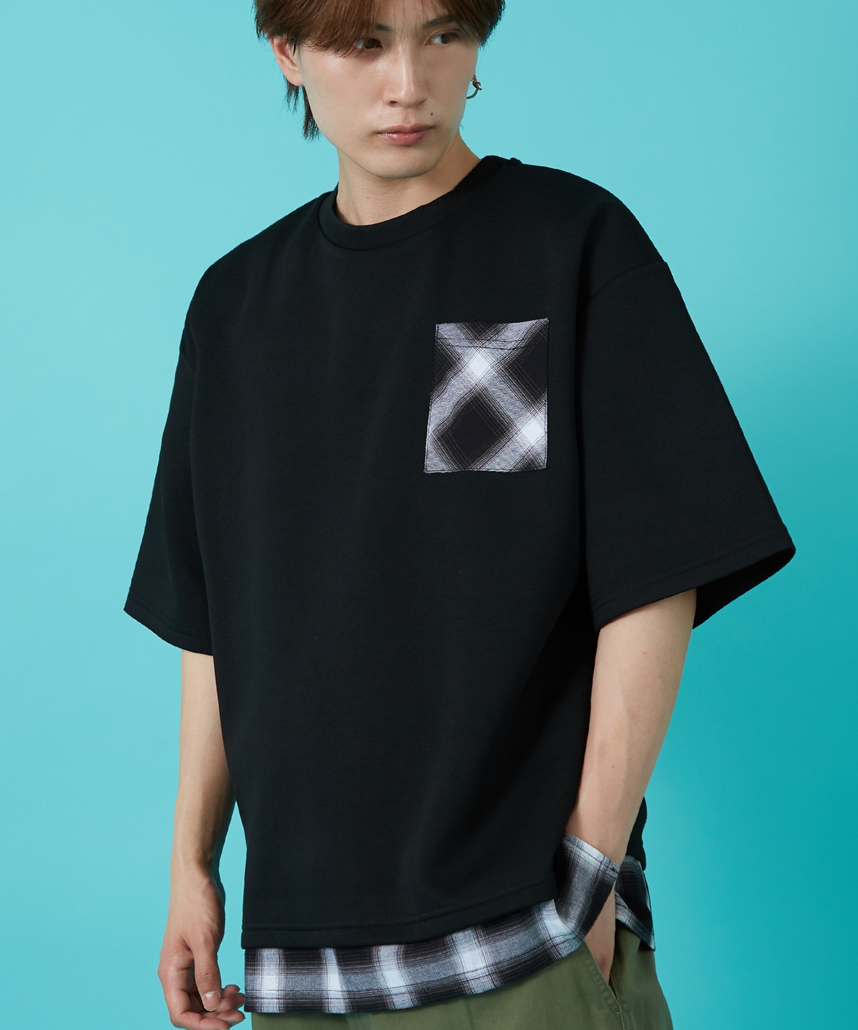Tシャツ メンズ レディース チェック 半袖 カットソー 大きめ アメカジ カジュアル スケーター ストリート 古着MIX 韓国 | improves | 02