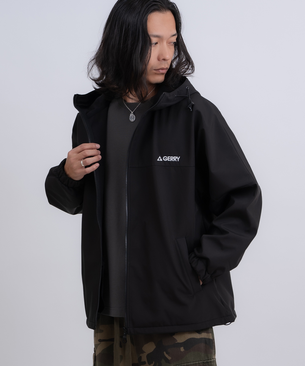 マウンテンパーカー メンズ GERRY ジェリー ワンポイント ブルゾン ウインドブレーカー アウトドア ストリート アメカジ 古着MIX ブラック チャコール | GERRY | 01