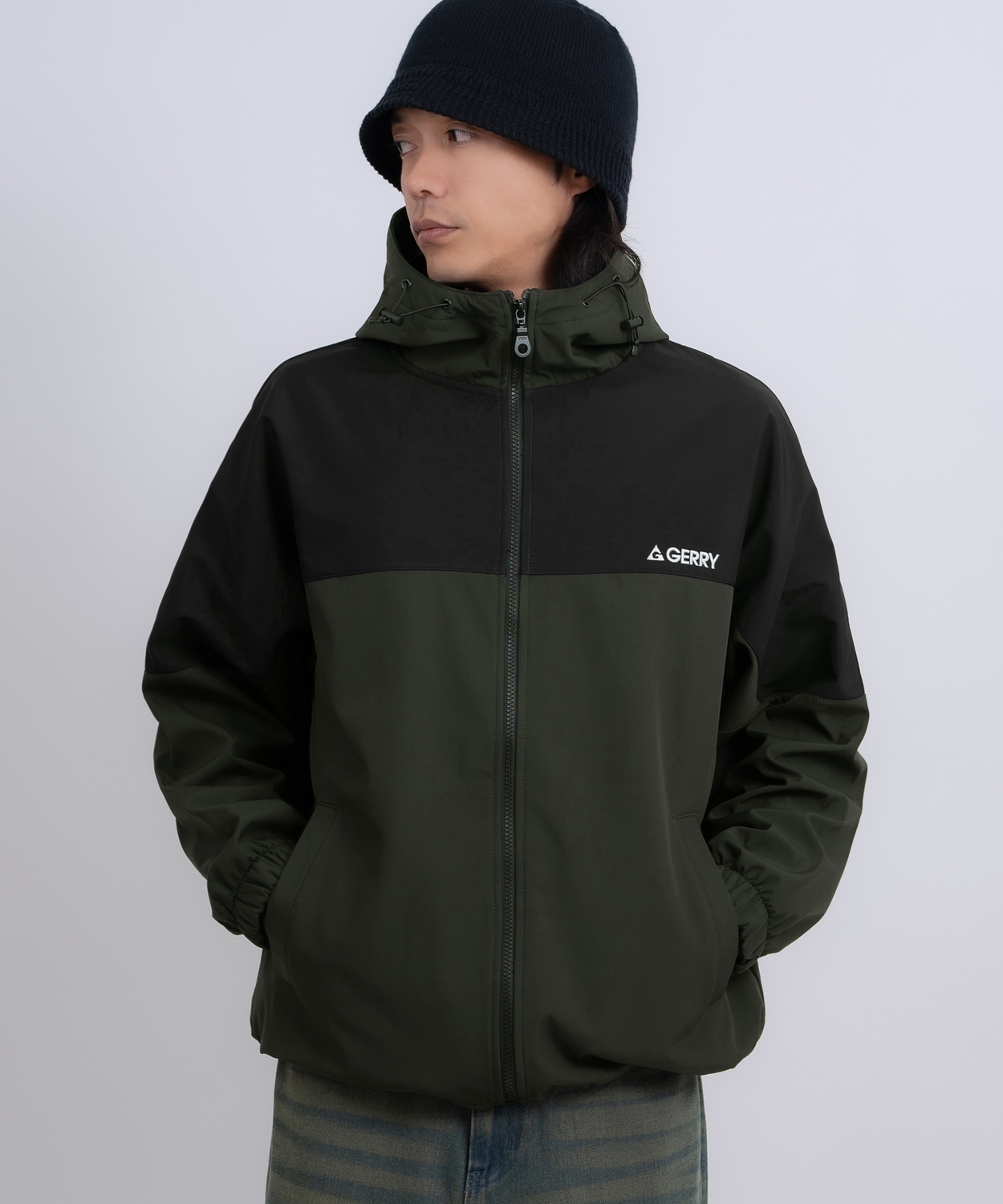 マウンテンパーカー メンズ GERRY ジェリー ワンポイント ブルゾン ウインドブレーカー アウトドア ストリート アメカジ 古着MIX ブラック チャコール | GERRY | 02