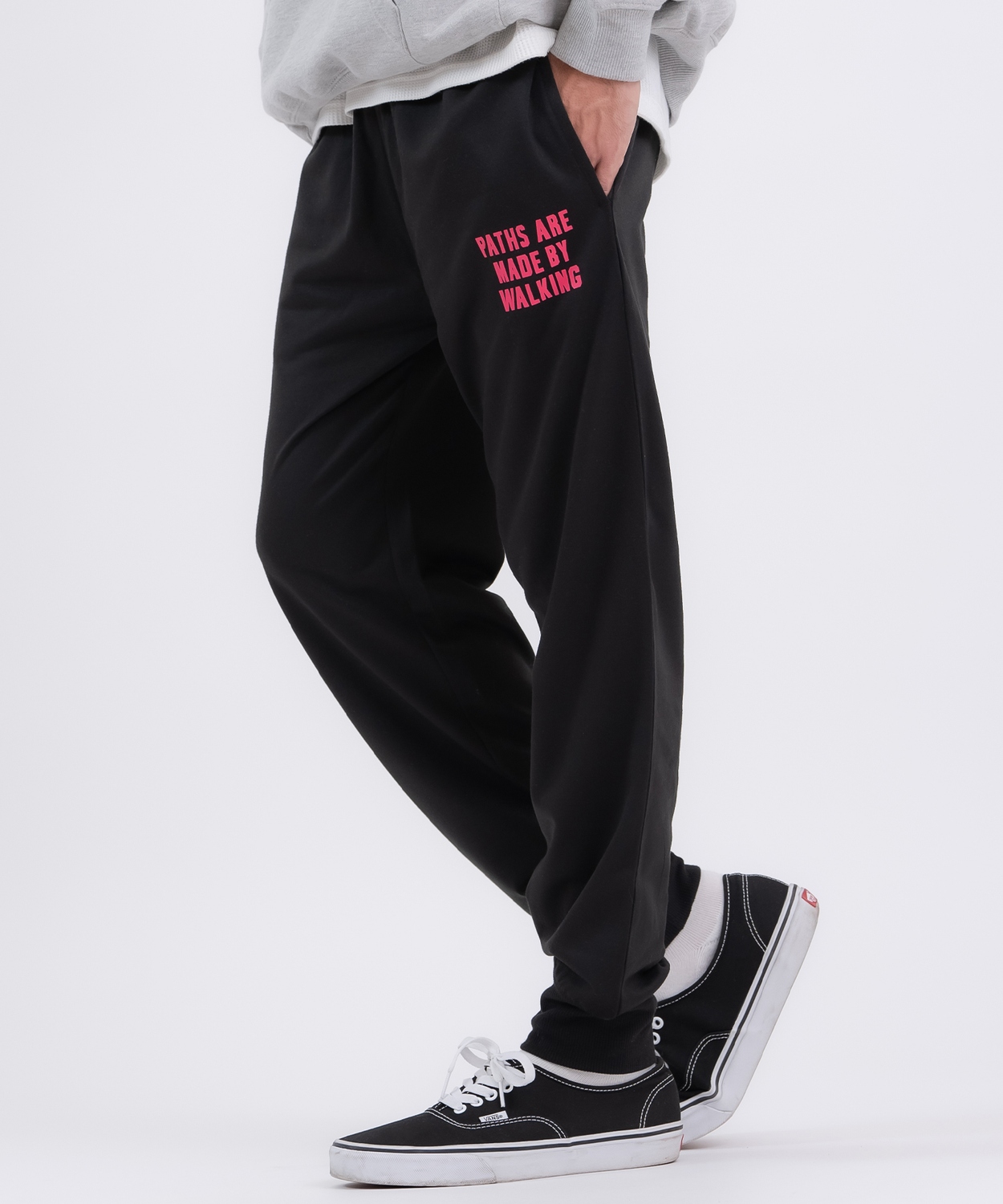 スウェットパンツ メンズ レディース カレッジロゴ プリント 裏毛 ジョガーパンツ カジュアル アメカジ スケーター ストリート 韓国 ブラック グレー | improves | 10