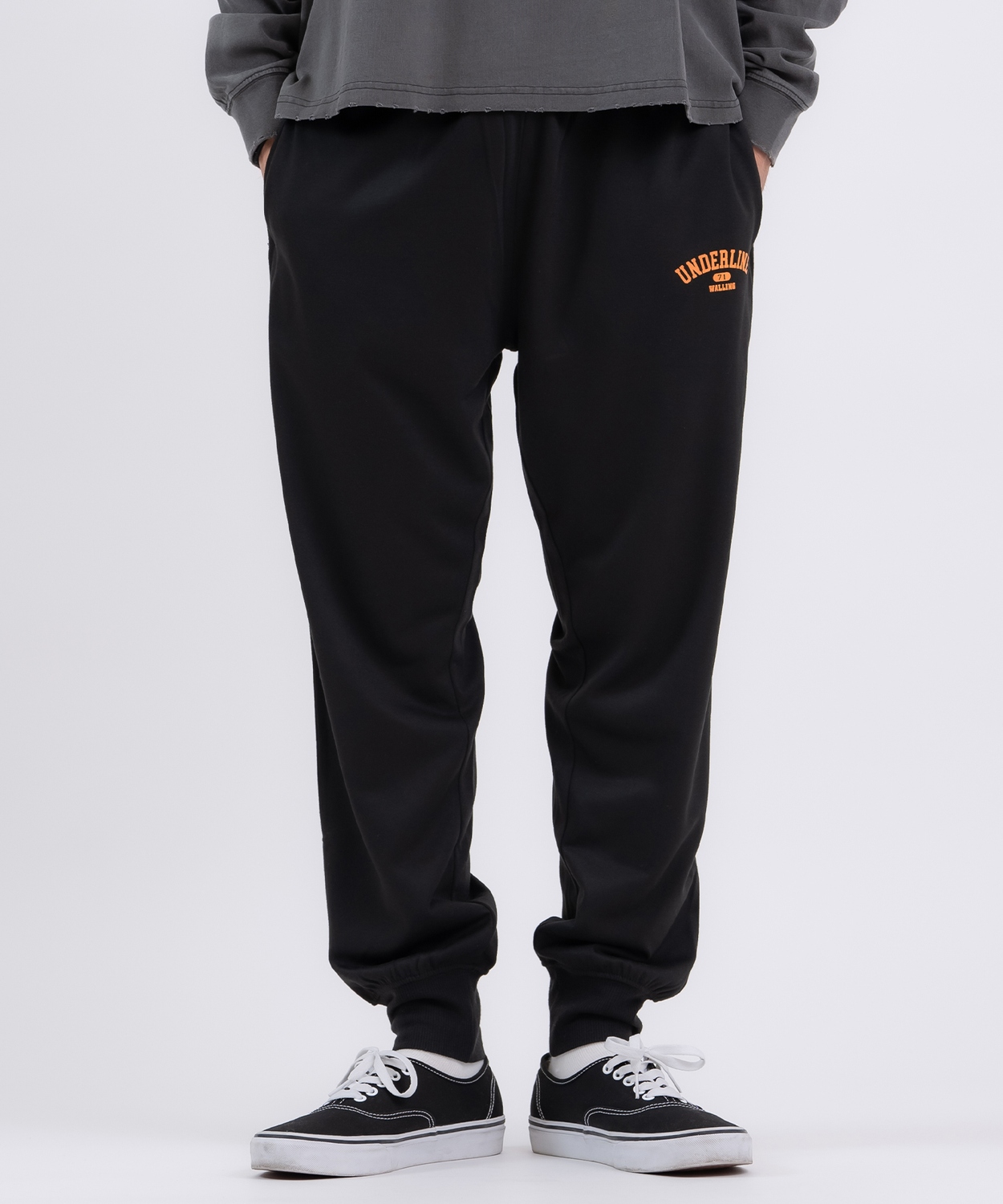 スウェットパンツ メンズ レディース カレッジロゴ プリント 裏毛 ジョガーパンツ カジュアル アメカジ スケーター ストリート 韓国 ブラック グレー | improves | 06