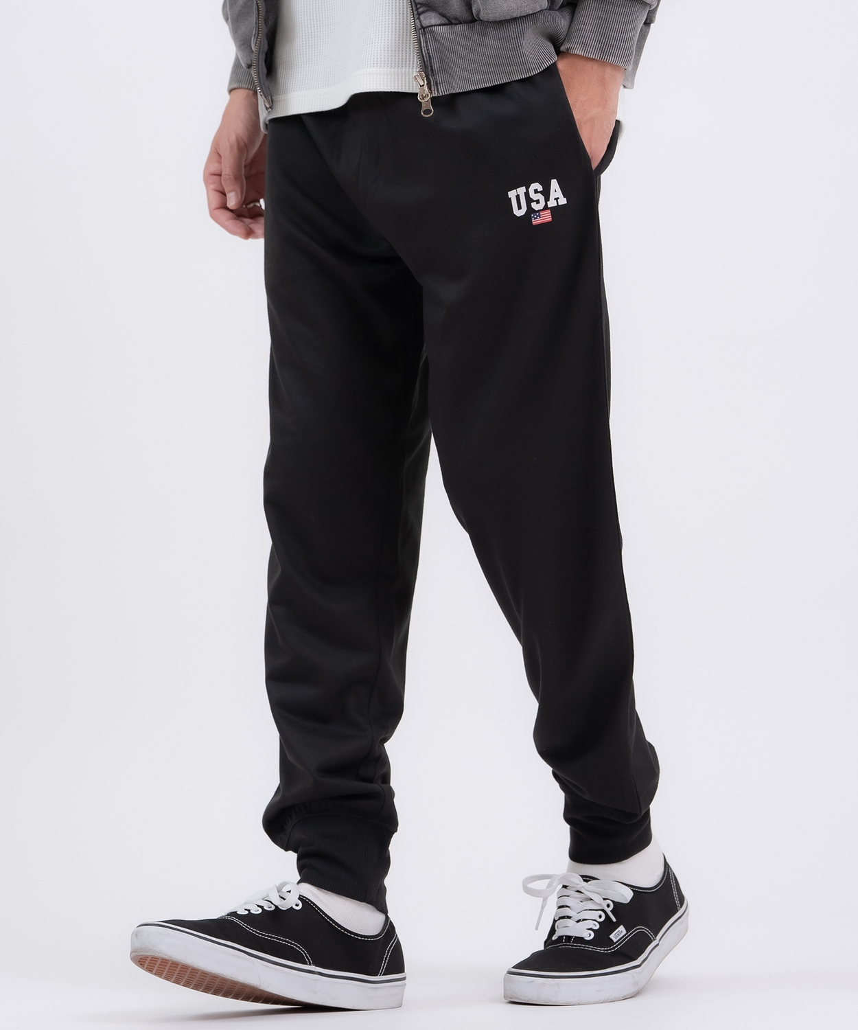 スウェットパンツ メンズ レディース カレッジロゴ プリント 裏毛 ジョガーパンツ カジュアル アメカジ スケーター ストリート 韓国 ブラック グレー | improves | 08