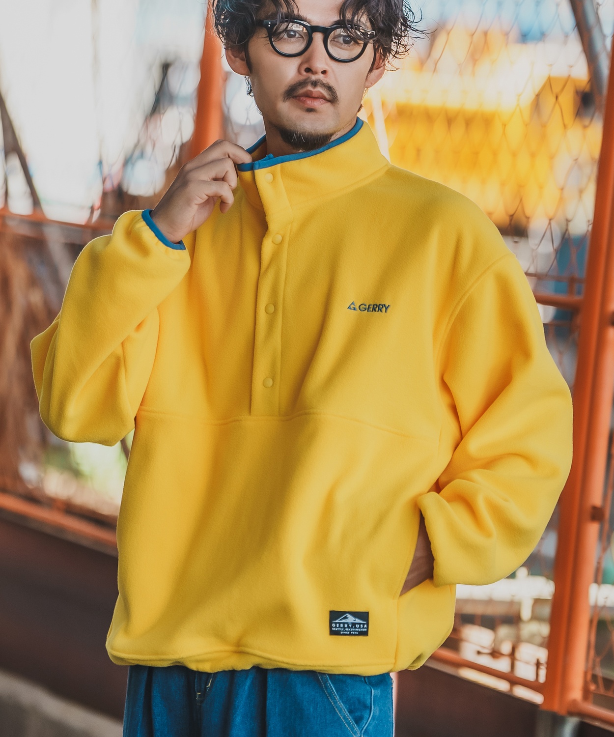 フリース メンズ GERRY ジェリー ハーフスナップ プルオーバー ライトアウター アウトドア ストリート アメカジ 古着MIX ホワイト ブラック イエロー | GERRY | 03