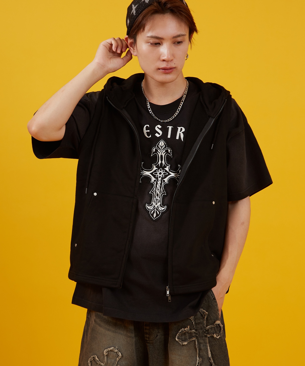 パーカー メンズ レディース ベスト スウェット ノースリーブ ジップ アメカジ カジュアル スケーター ストリート 古着MIX 韓国ファッション | improves | 02