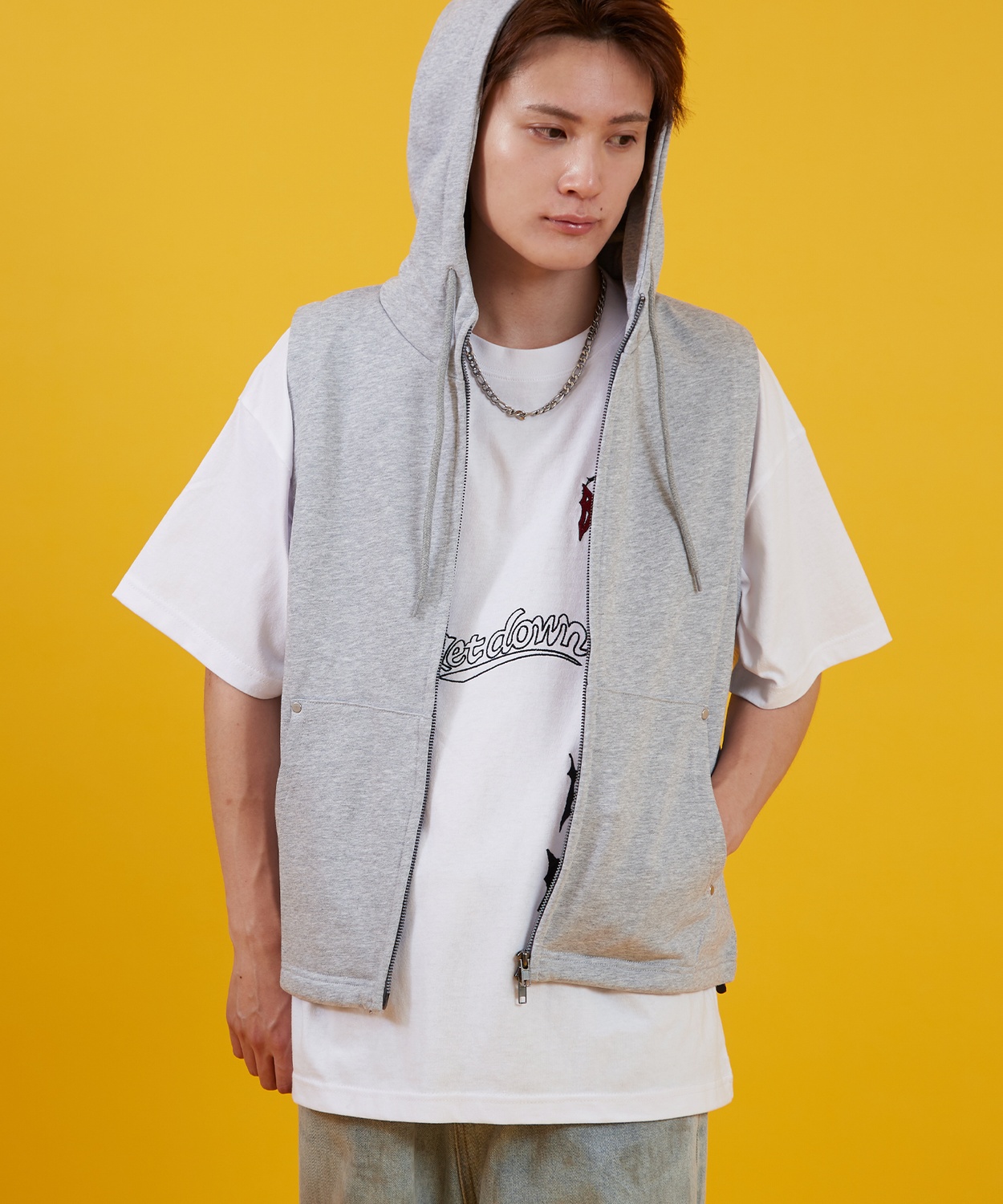 パーカー メンズ レディース ベスト スウェット ノースリーブ ジップ アメカジ カジュアル スケーター ストリート 古着MIX 韓国ファッション | improves | 01