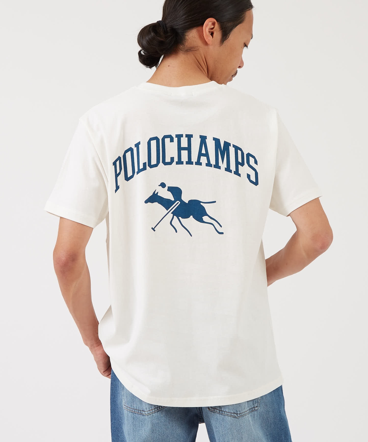 半袖Tシャツ メンズ POLOCHAMPS バッグロゴ ポニー カットソー 大きめ カジュアル ストリート ブラック チャコール ホワイト | improves | 01