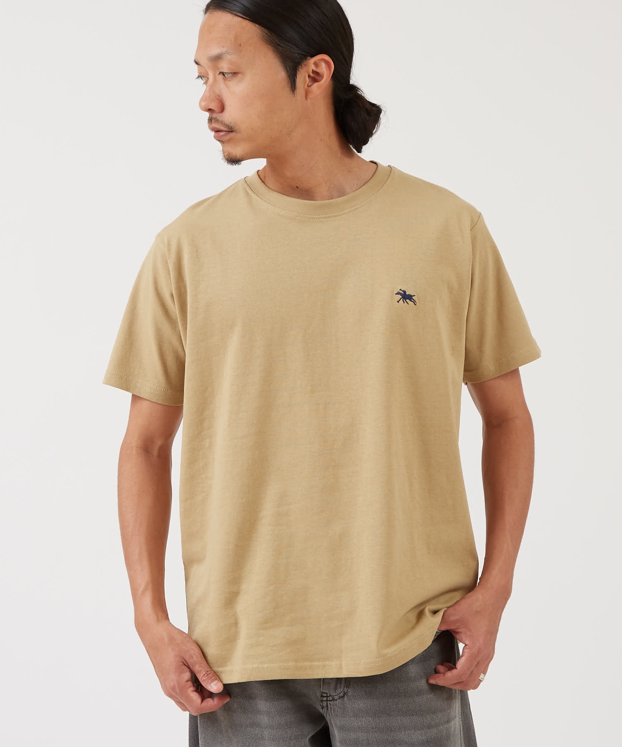 半袖Tシャツ メンズ POLOCHAMPS バッグロゴ ポニー カットソー 大きめ カジュアル ストリート ブラック チャコール ホワイト | improves | 02