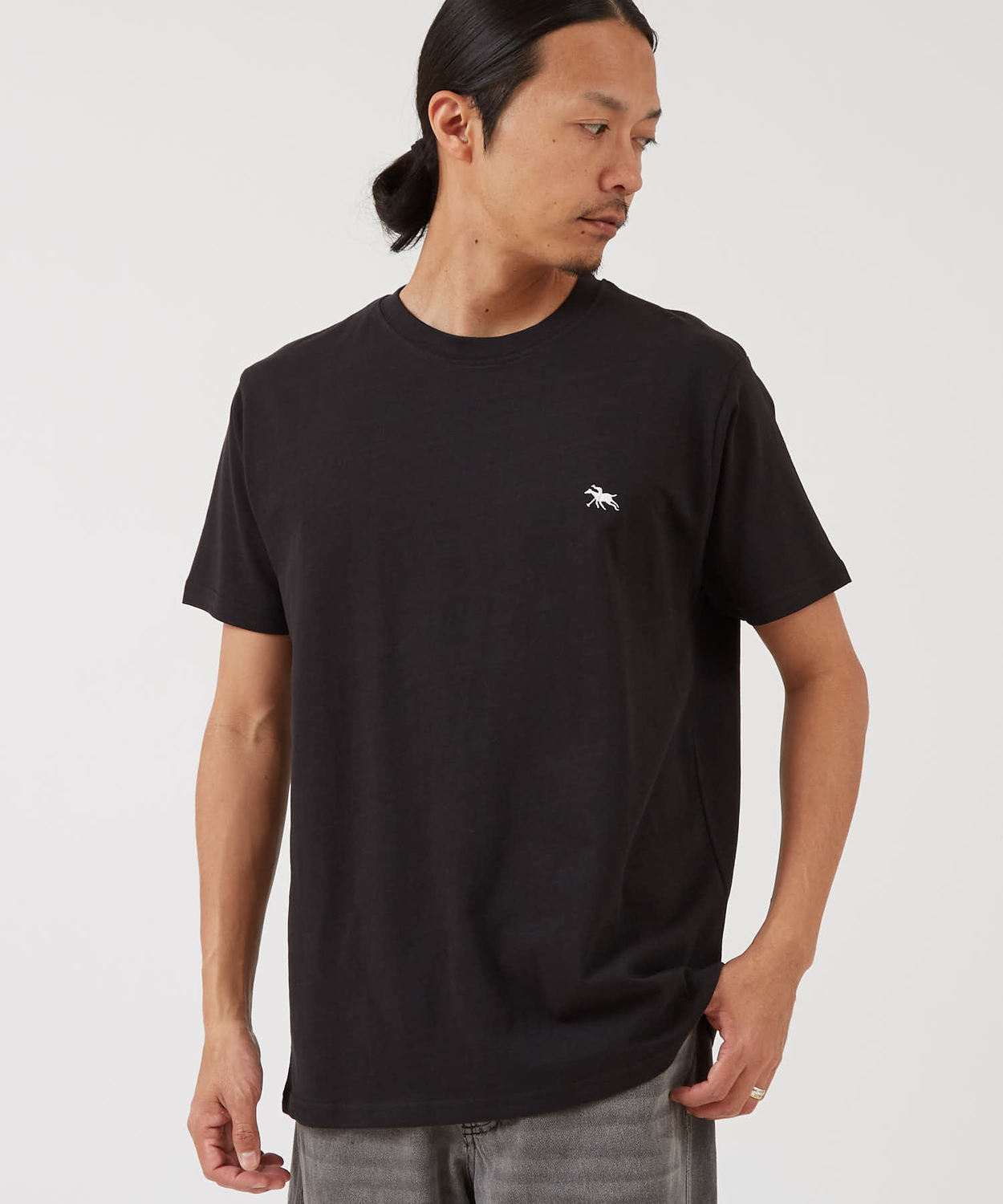 半袖Tシャツ メンズ POLOCHAMPS バッグロゴ ポニー カットソー 大きめ カジュアル ストリート ブラック チャコール ホワイト | improves | 05
