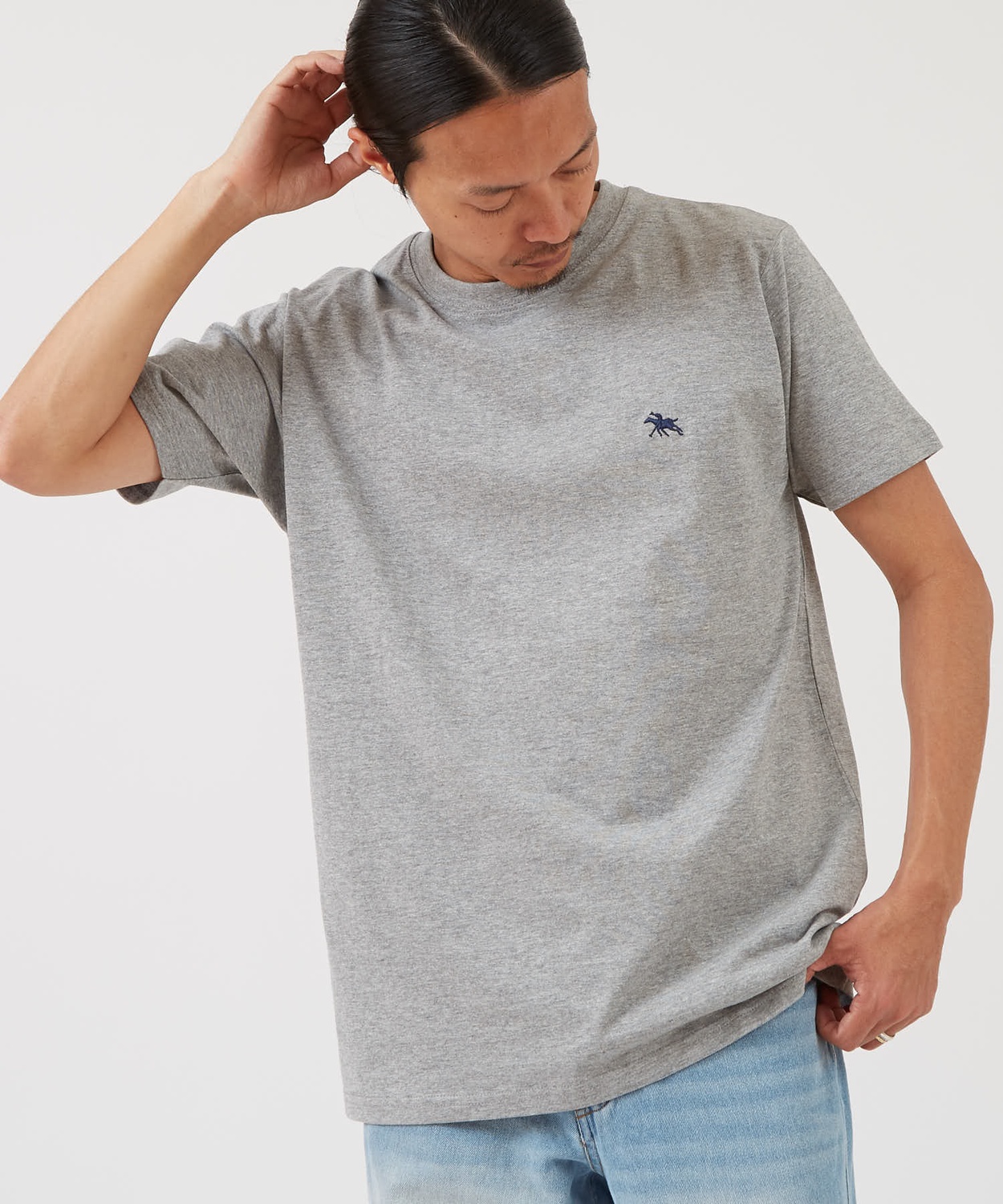 半袖Tシャツ メンズ POLOCHAMPS バッグロゴ ポニー カットソー 大きめ カジュアル ストリート ブラック チャコール ホワイト | improves | 07