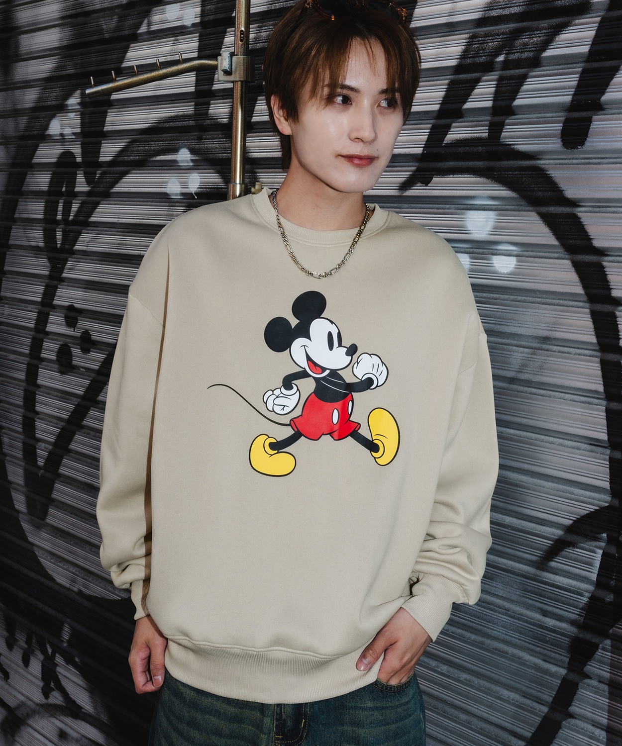 トレーナー メンズ MICKEY ミッキー プリント コットンタッチ 裏起毛 スウェットトレーナー 大きめ アメカジ スケーター ストリート 古着MIX 韓国 | improves | 02