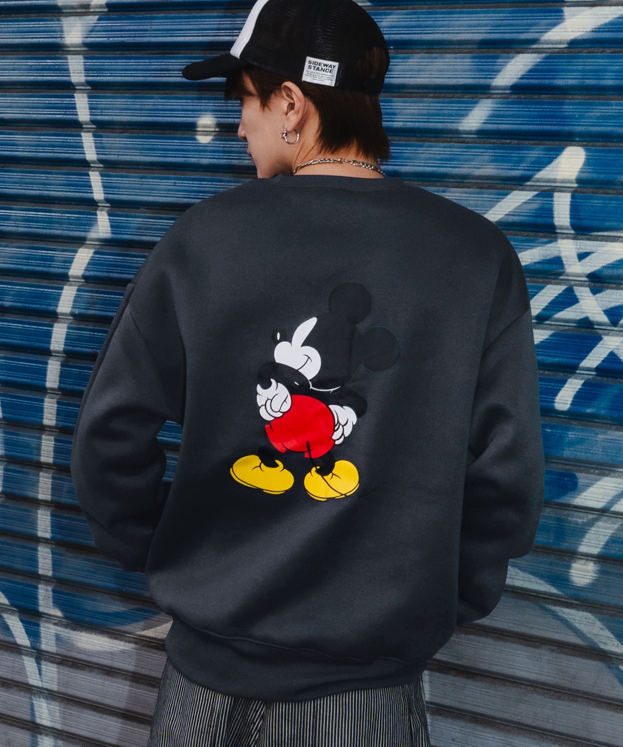 トレーナー メンズ MICKEY ミッキー プリント コットンタッチ 裏起毛 スウェットトレーナー 大きめ アメカジ スケーター ストリート 古着MIX 韓国 | improves | 01
