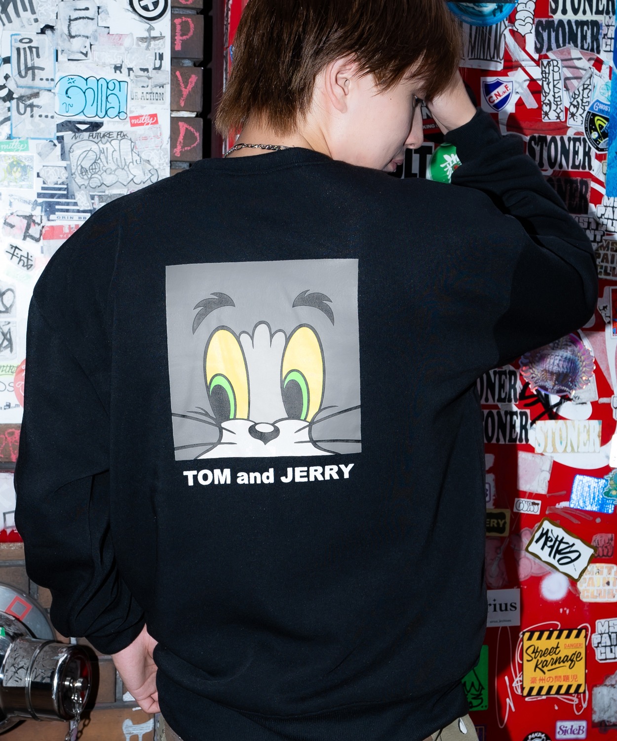 トレーナー メンズ TOM&JERRY  トムとジェリー バックプリント 裏起毛 スウェット クルーネック カートゥーン 大きめ アメカジ ストリート 古着MIX 韓国 | improves | 03
