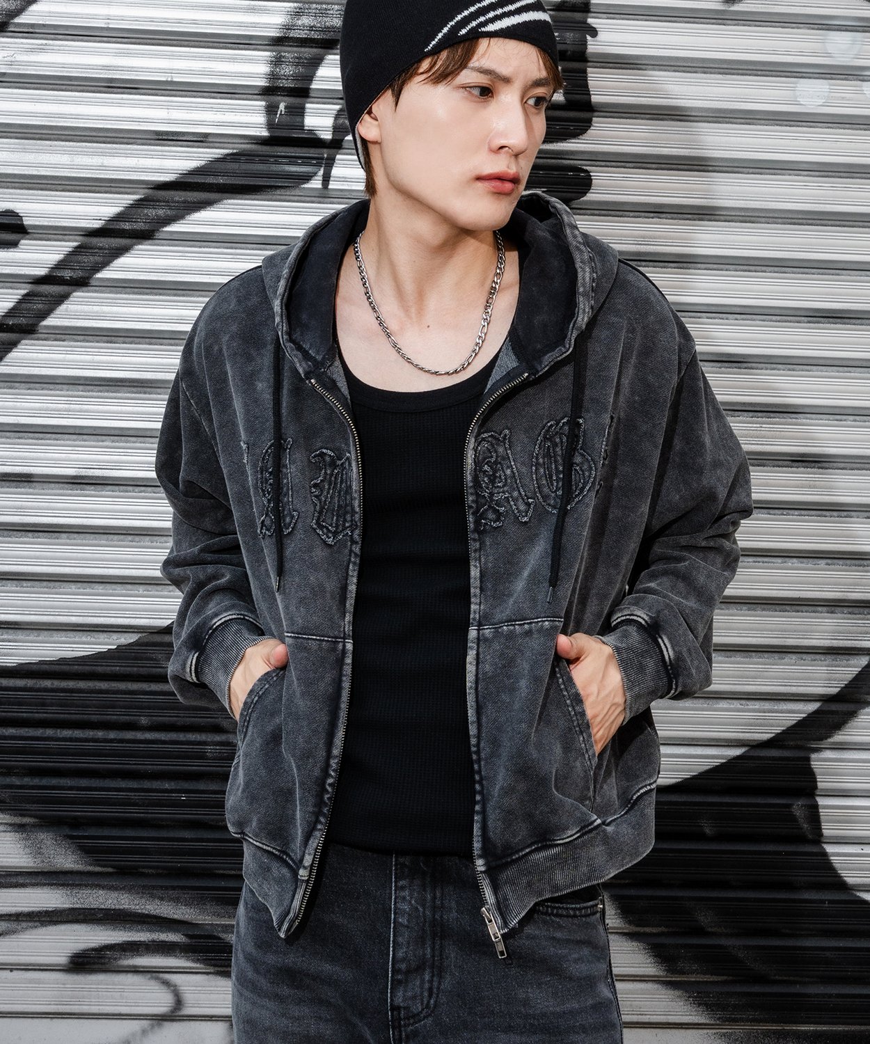 ジップパーカー 裏地サーマル 黒 M 人気モデル フェード p カーハート