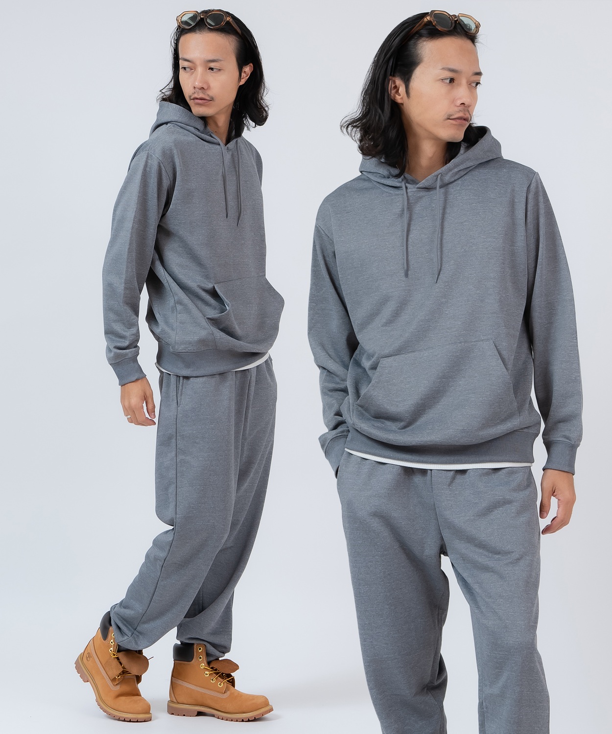 セットアップ メンズ スウェット 上下セット スムース 裏毛 プルパーカー ジョガーパンツ ルームウェア オーバーサイズ ビッグシルエット 無地 ストリート 韓国 | improves | 03