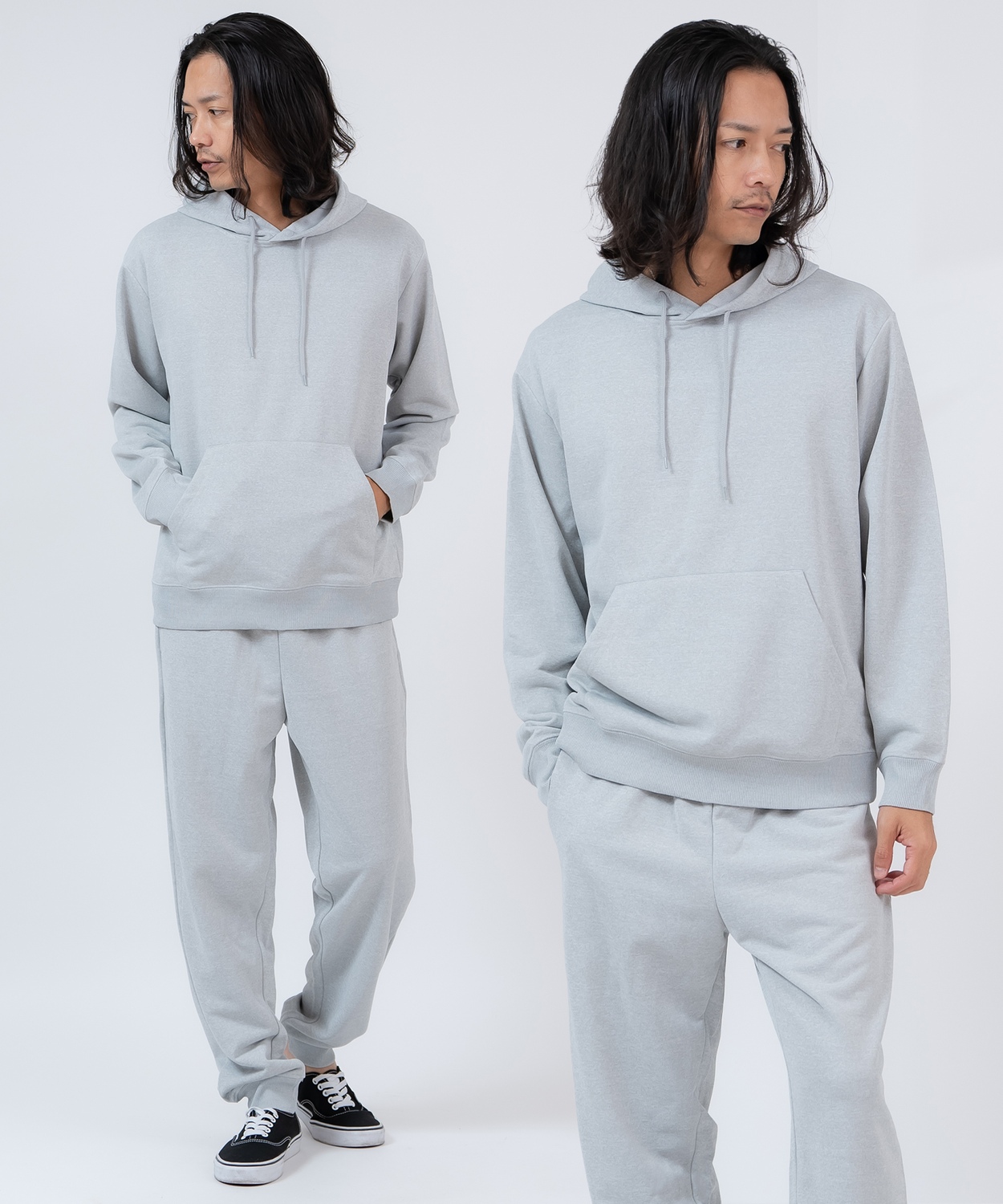 セットアップ メンズ スウェット 上下セット スムース 裏毛 プルパーカー ジョガーパンツ ルームウェア オーバーサイズ ビッグシルエット 無地 ストリート 韓国 | improves | 02