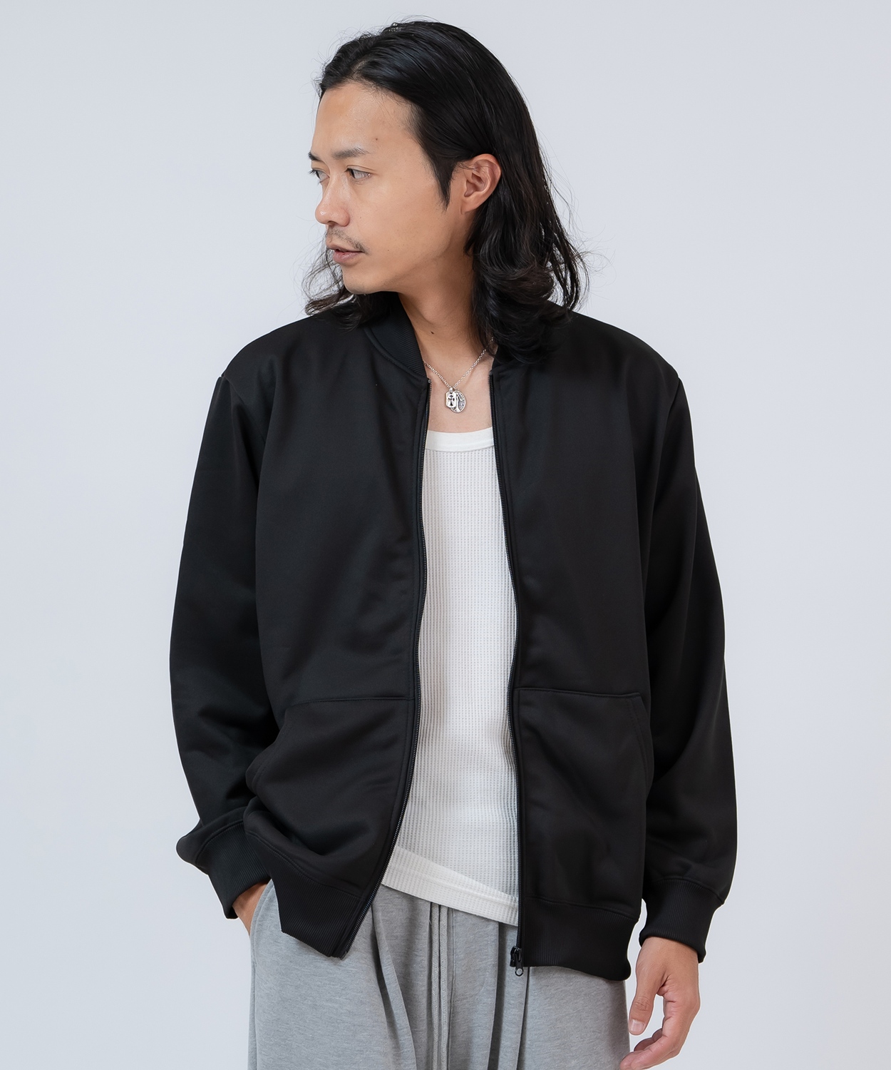 ブルゾン メンズ ジップアップ セットアップ 無地 シンプル ゆったり 大きいサイズ カジュアル ベーシック ノームコア ストリート | improves | 01