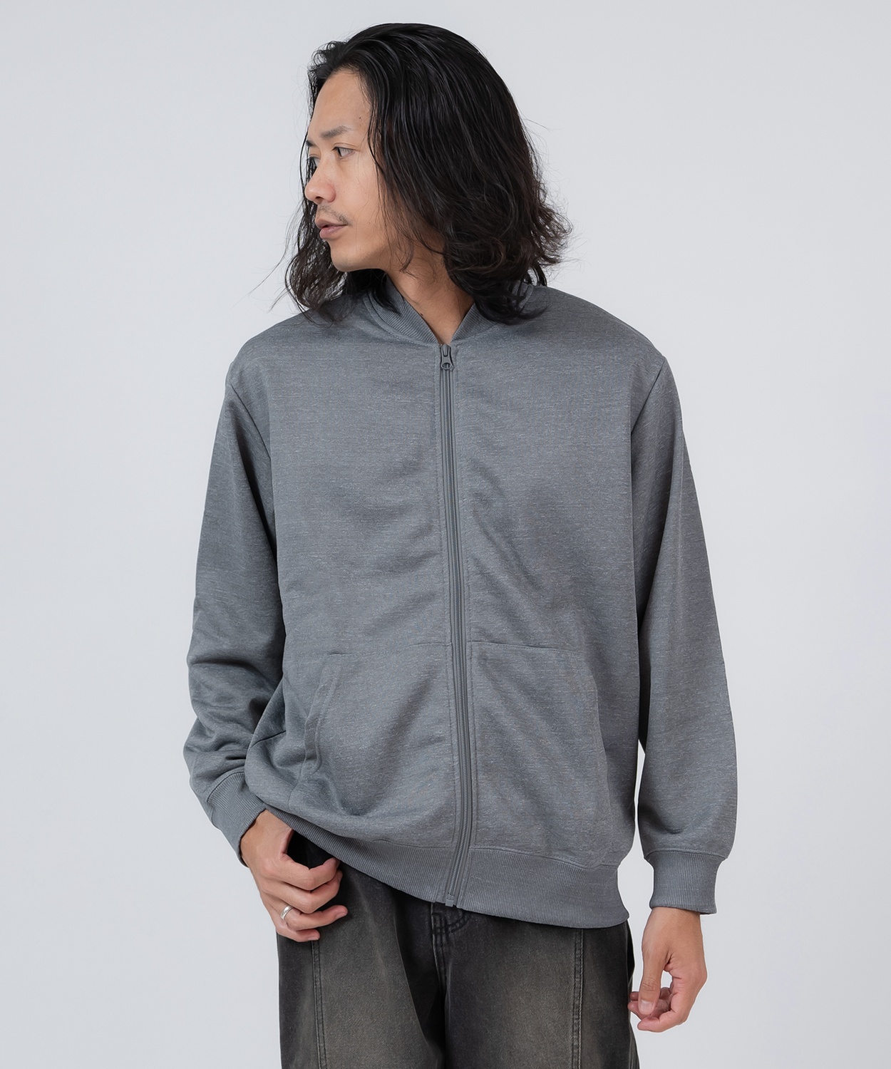 ブルゾン メンズ ジップアップ セットアップ 無地 シンプル ゆったり 大きいサイズ カジュアル ベーシック ノームコア ストリート | improves | 02