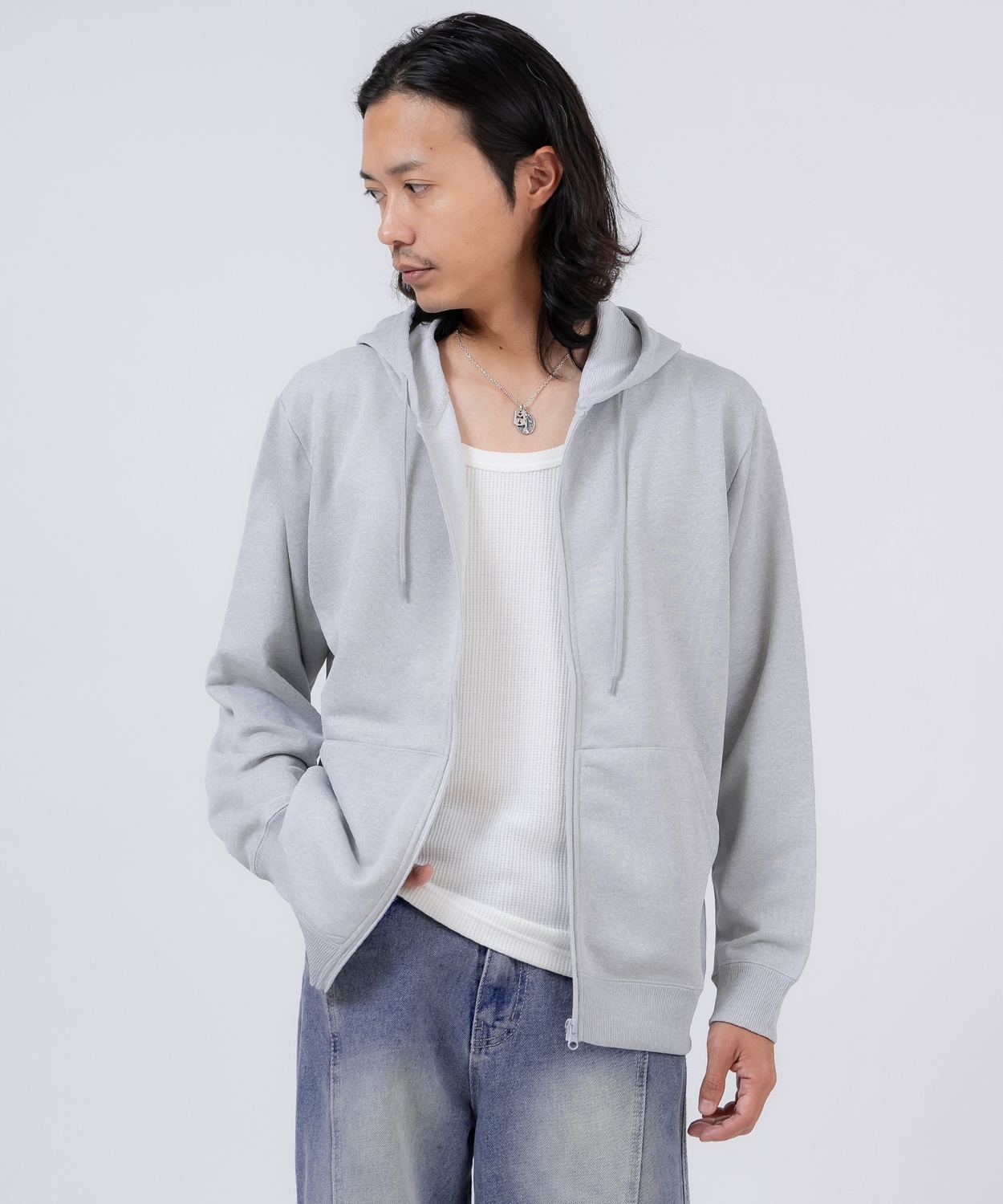 パーカー メンズ スウェット フーディー フルジップ セットアップ 無地 シンプル ゆったり 大きいサイズ カジュアル ベーシック ノームコア ストリート | improves | 03