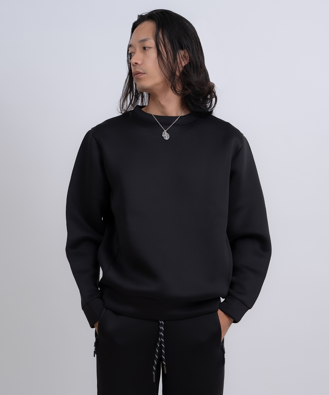 トレーナー メンズ プルオーバー セットアップ ベーシック スポーツミックス テック カジュアル Y2K ストリート ブラック グレー | improves | 01