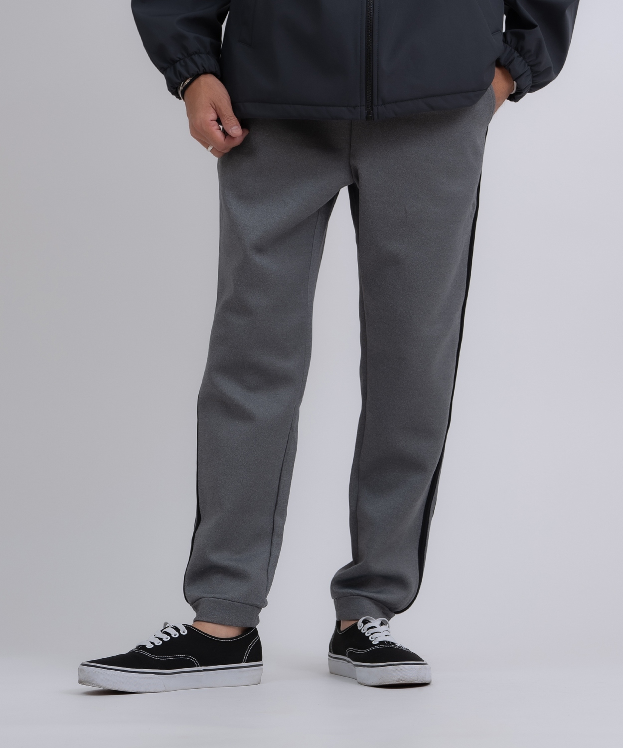 ジョガーパンツ メンズ ライン イージーパンツ トラックパンツ ベーシック スポーツミックス テック カジュアル Y2K ストリート ブラック グレー | improves | 05