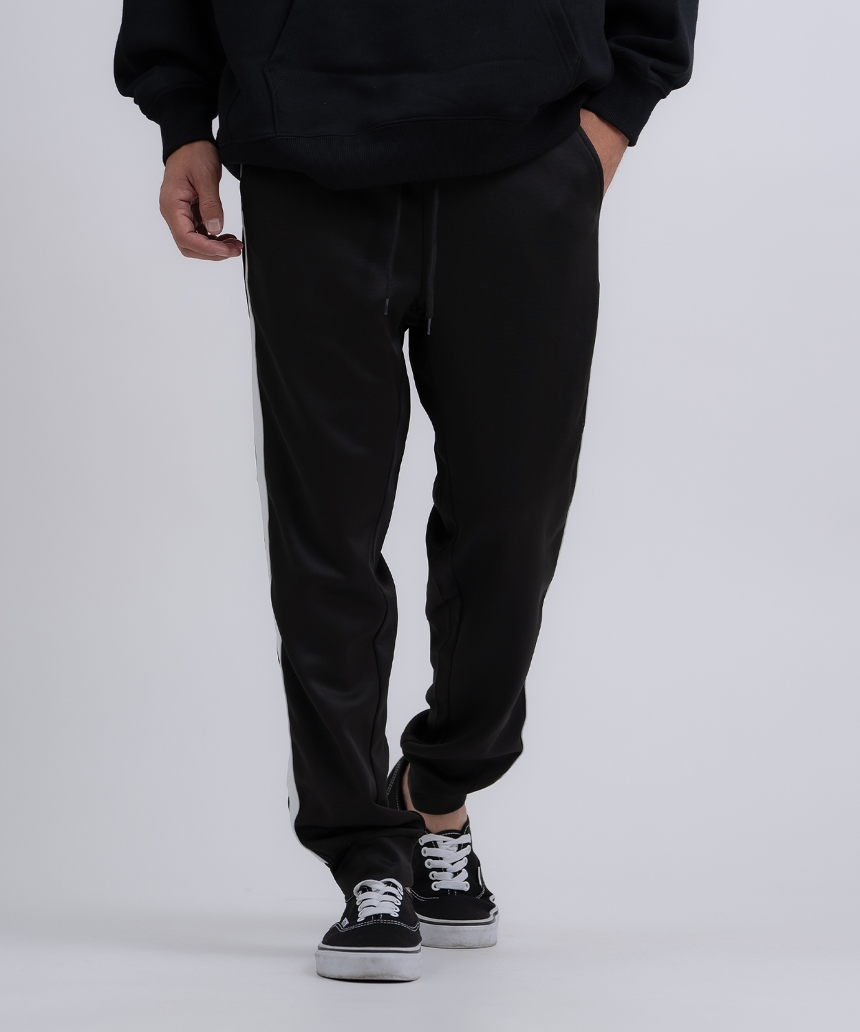 ジョガーパンツ メンズ ライン イージーパンツ トラックパンツ ベーシック スポーツミックス テック カジュアル Y2K ストリート ブラック グレー | improves | 02