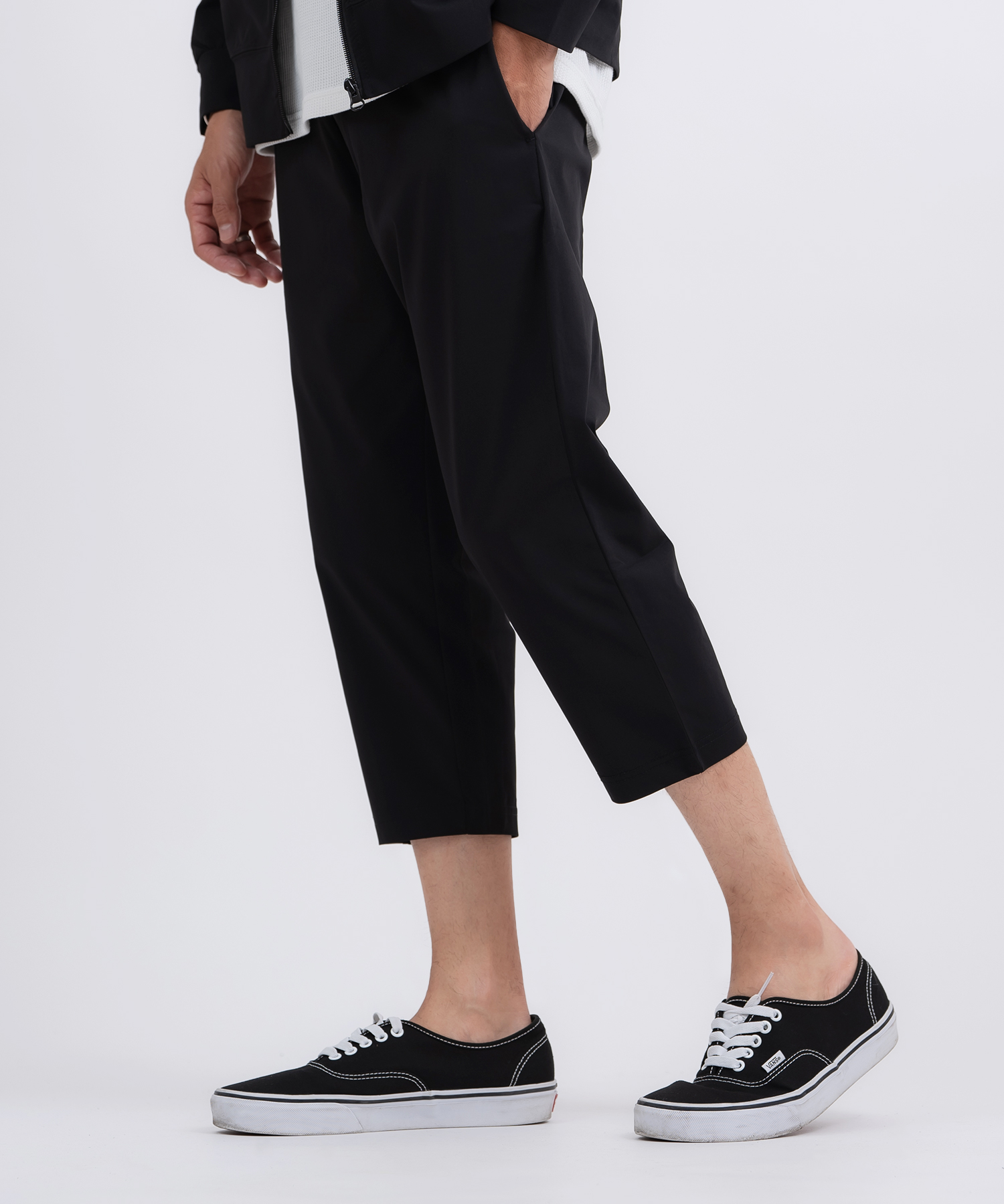 クロップドパンツ メンズ 7分丈 クロップド丈 ジャージ イージーパンツ リラックスパンツ ストレッチ ジョガーパンツ スポーツ 部屋着 ルームウェア ストリート | improves | 01