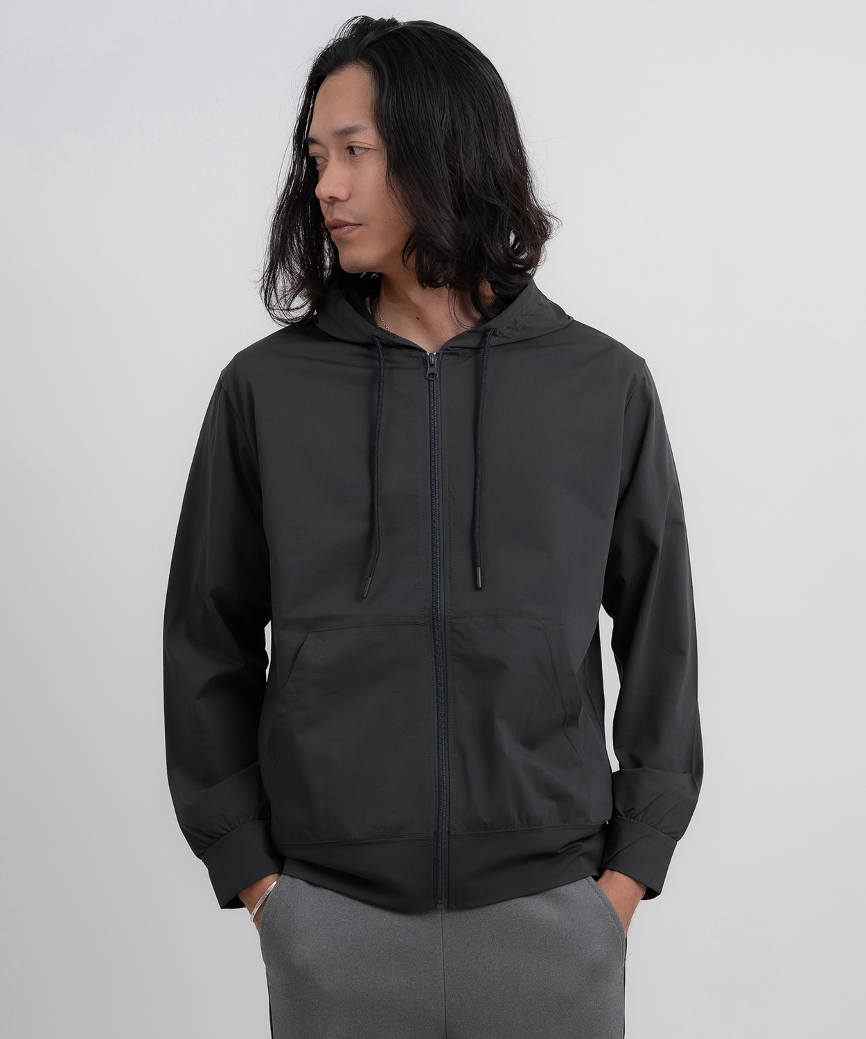 パーカー メンズ ジップアップ 薄手 フーディー フード ストレッチ ジム ワークアウト スポーツMIX 無地 ルームウェア スポーツMIX 韓国ファッション | improves | 03