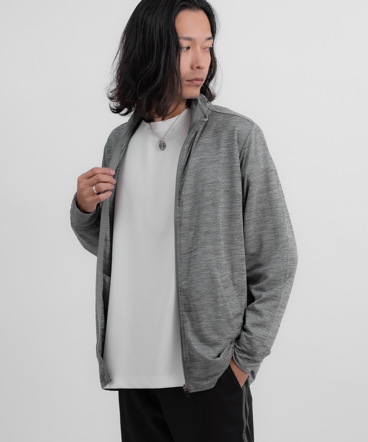 トラックジャケット ジャージ メンズ ブルゾン ジップアップ ストレッチ アウター スポーツ トレーニング ルームウェア ストリート カジュアル 韓国ファッション | improves | 01