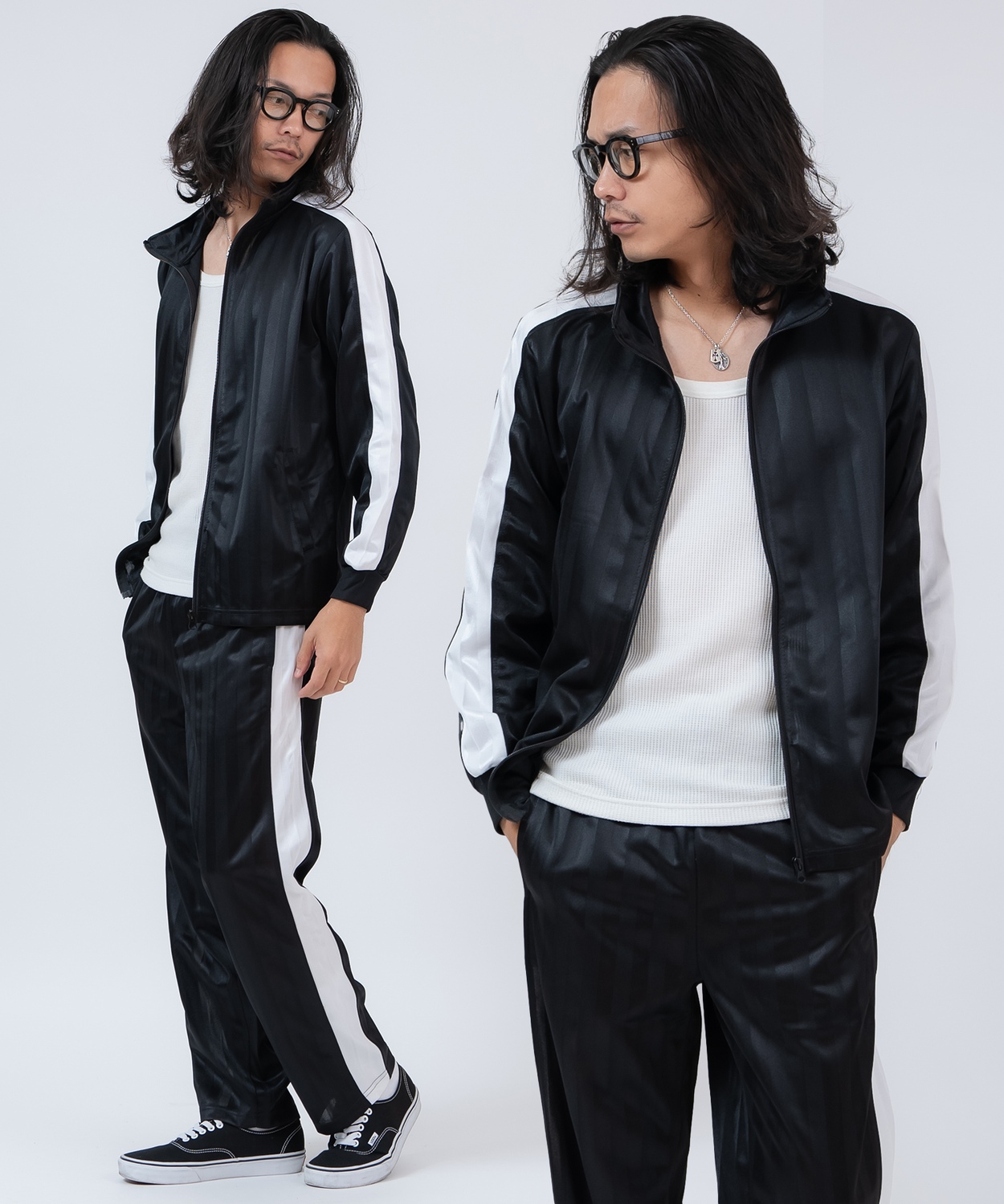 ジャージ メンズ レディース セットアップ シャドーストライプ トラックジャケット トラックパンツ サイドライン 上下 2点セット スポーツ ストリート Y2K 韓国 | improves | 02