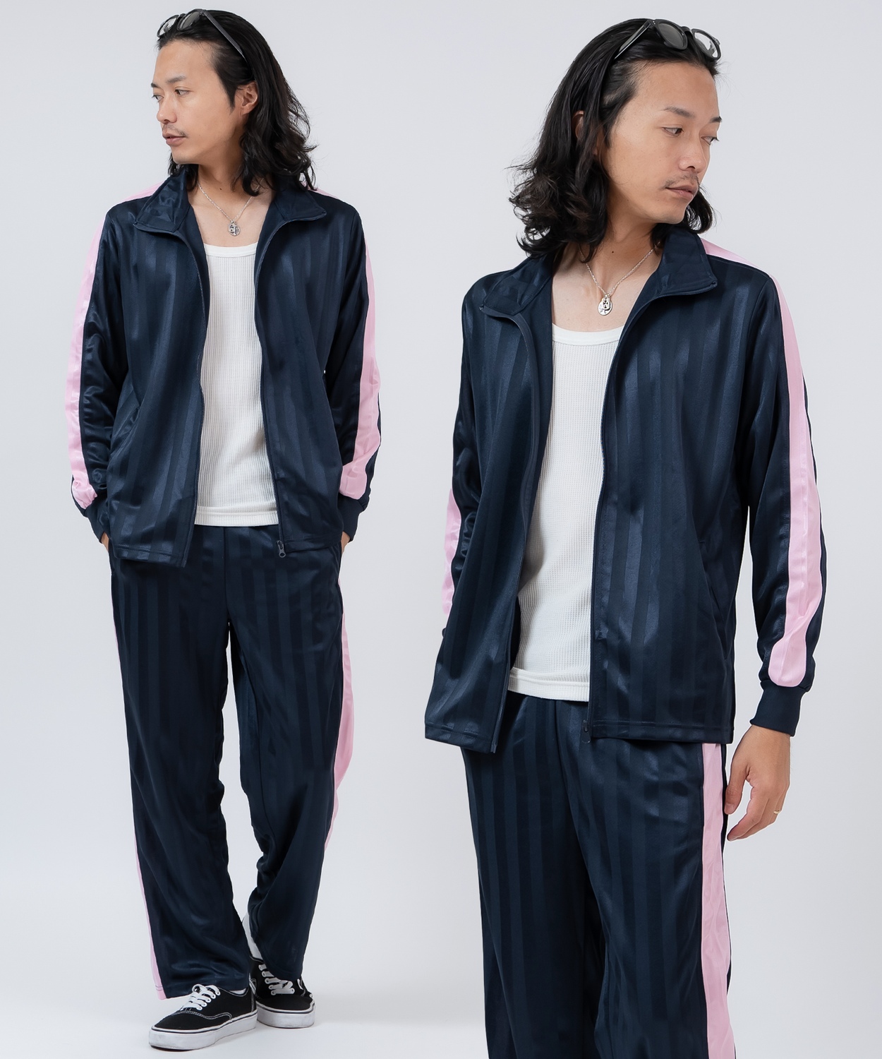 ジャージ メンズ レディース セットアップ シャドーストライプ トラックジャケット トラックパンツ サイドライン 上下 2点セット スポーツ ストリート Y2K 韓国 | improves | 04