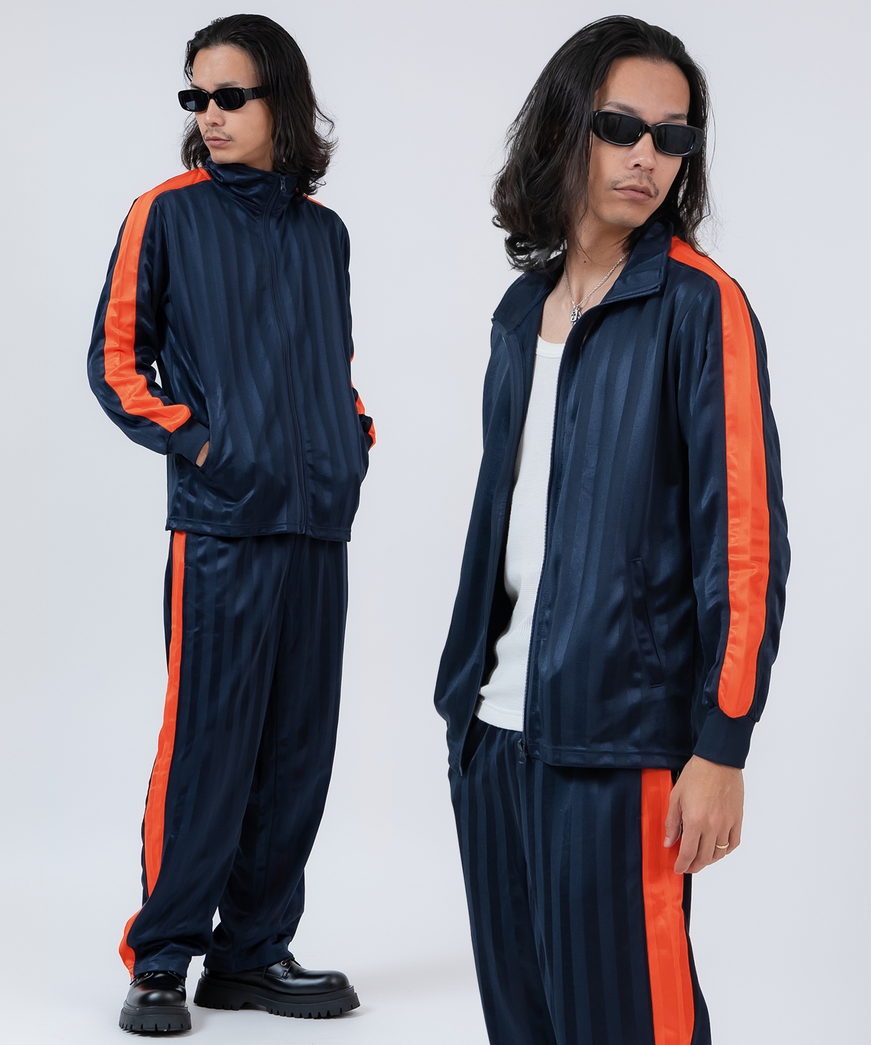 ジャージ メンズ レディース セットアップ シャドーストライプ トラックジャケット トラックパンツ サイドライン 上下 2点セット スポーツ ストリート Y2K 韓国 | improves | 05