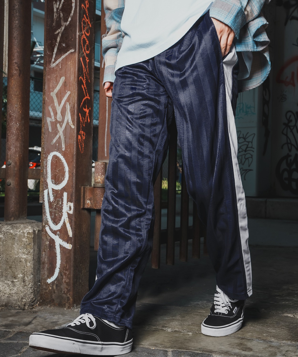 トラックパンツ メンズ ラインパンツ シャカシャカ ジャージ アメカジ カジュアル Y2K ストリート 90s ストリート 韓国ファッション ブラック | improves | 03