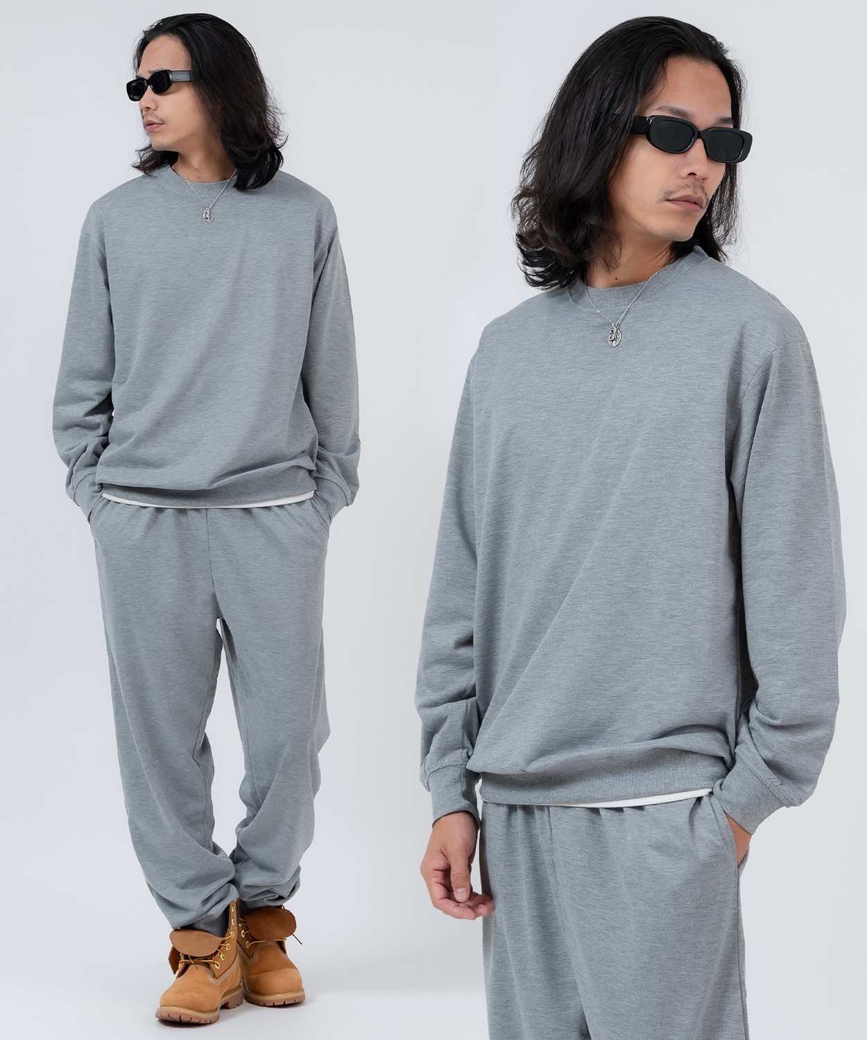 セットアップ メンズ レディース ライトスウェット ミニ裏毛 ビッグシルエット トレーナー ジョガーパンツ 無地 カジュアル ルームウェア | improves | 02