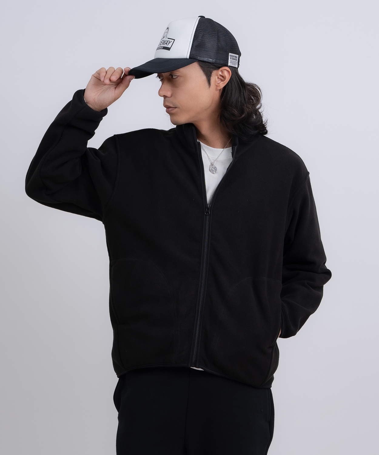 ブルゾン メンズ スタンドカラー フリースジャケット アメカジ カジュアル Y2K ストリート 90s ストリート 韓国ファッション ブラック グレー | improves | 01