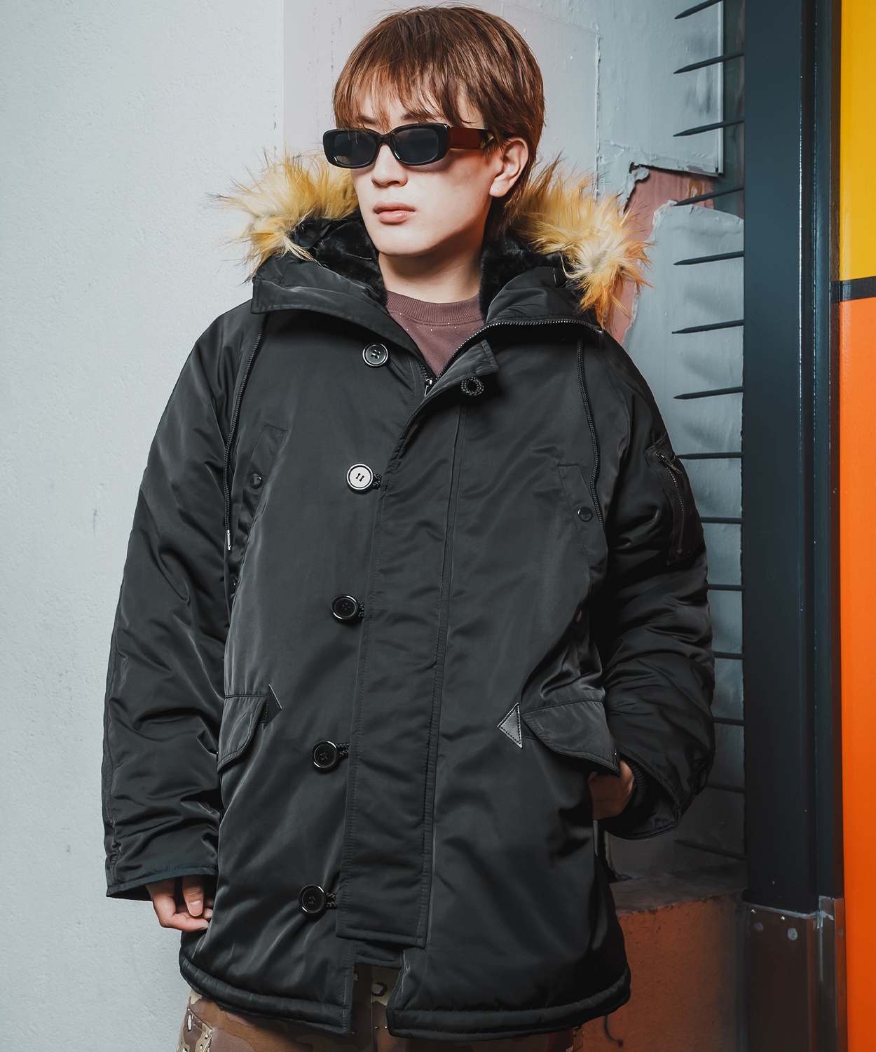 ミリタリージャケット メンズ N-3B ミリタリーコート ファージャケット ショートコート 大きめ アメカジ カジュアル ワーク スケーター ストリート 古着MIX 韓国 | improves | 01