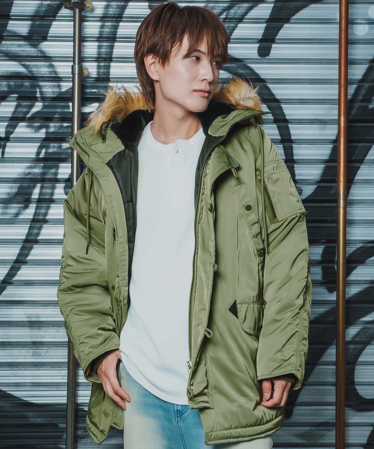 ミリタリージャケット メンズ N-3B ミリタリーコート ファージャケット ショートコート 大きめ アメカジ カジュアル ワーク スケーター ストリート 古着MIX 韓国 | improves | 02