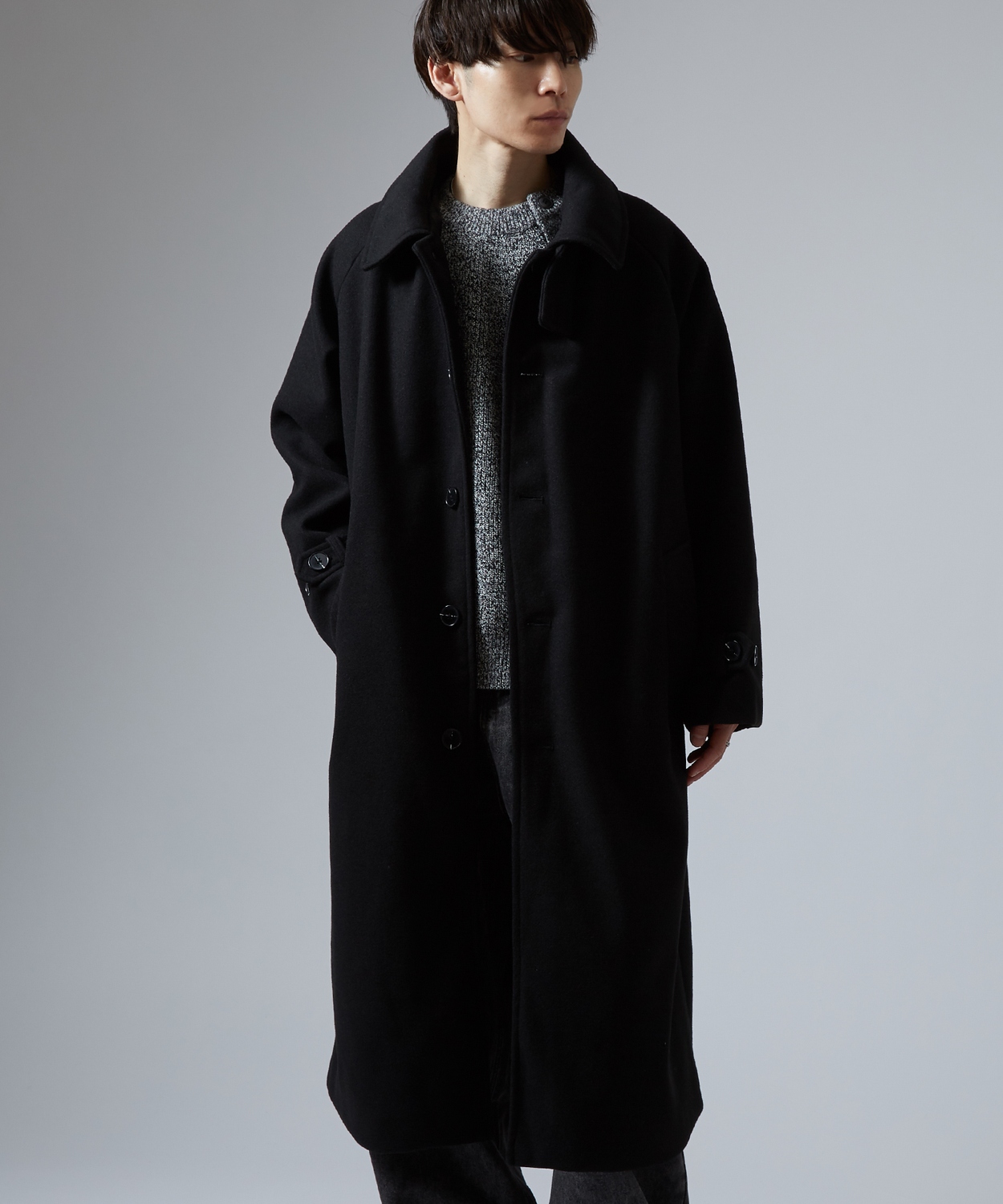 コート メンズ ウールライク ステンカラーコート ロングコート 大きめ モード きれいめ クラシカル カジュアル シンプル オーセンティック 古着MIX 韓国 | improves | 03