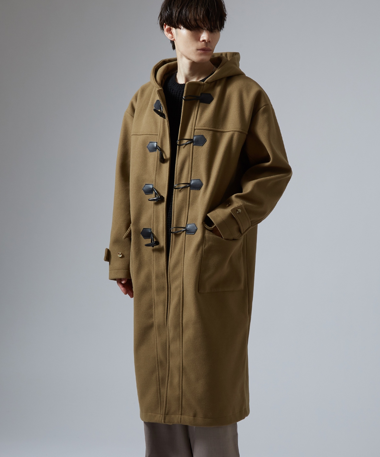 コート メンズ ウールライク ステンカラーコート ロングコート 大きめ モード きれいめ クラシカル カジュアル シンプル オーセンティック 古着MIX 韓国 | improves | 01