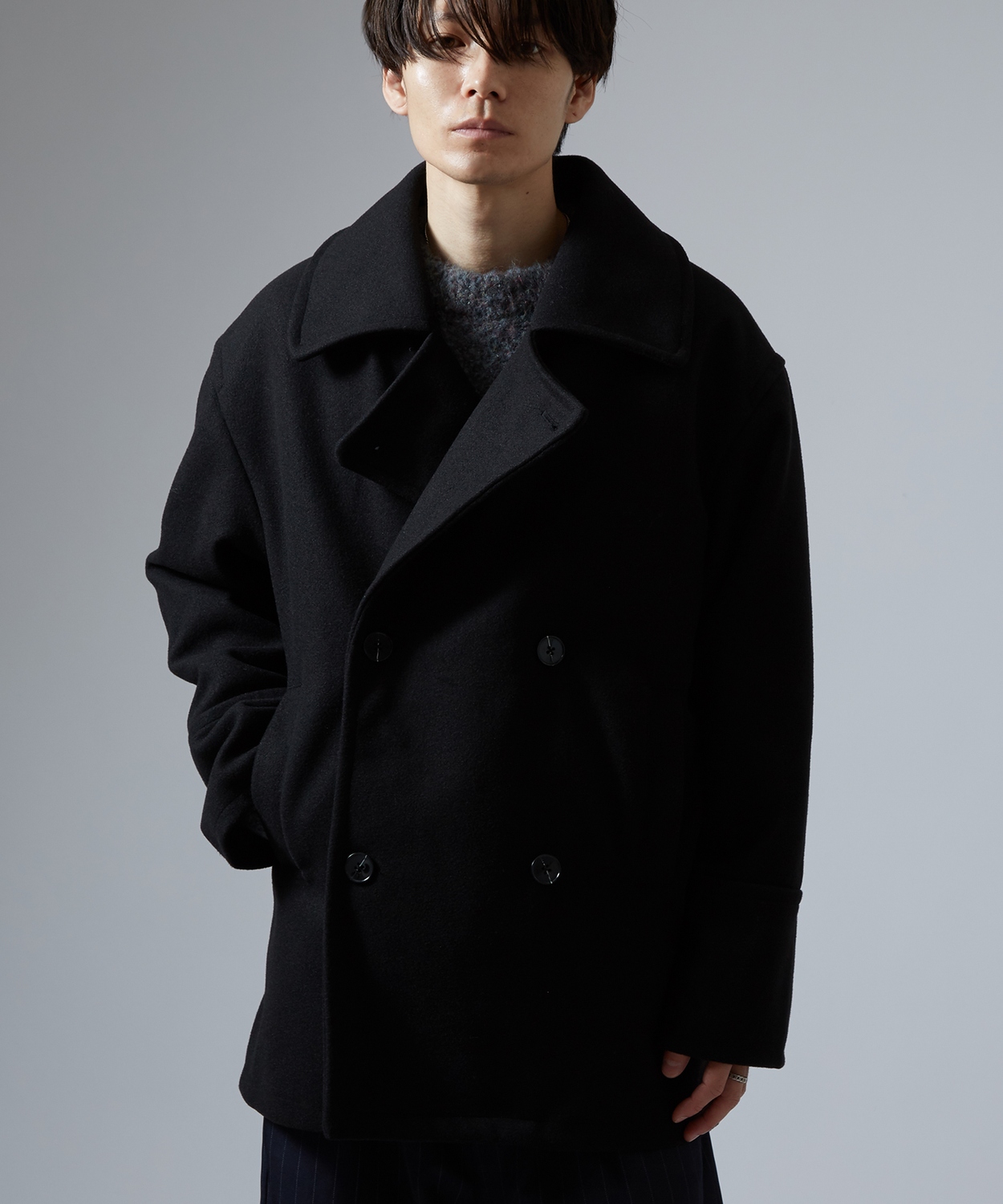 コート メンズ ウールライク ショートコート 大きめ モード きれいめ クラシカル カジュアル シンプル オーセンティック 古着MIX 韓国ファッション | improves | 03