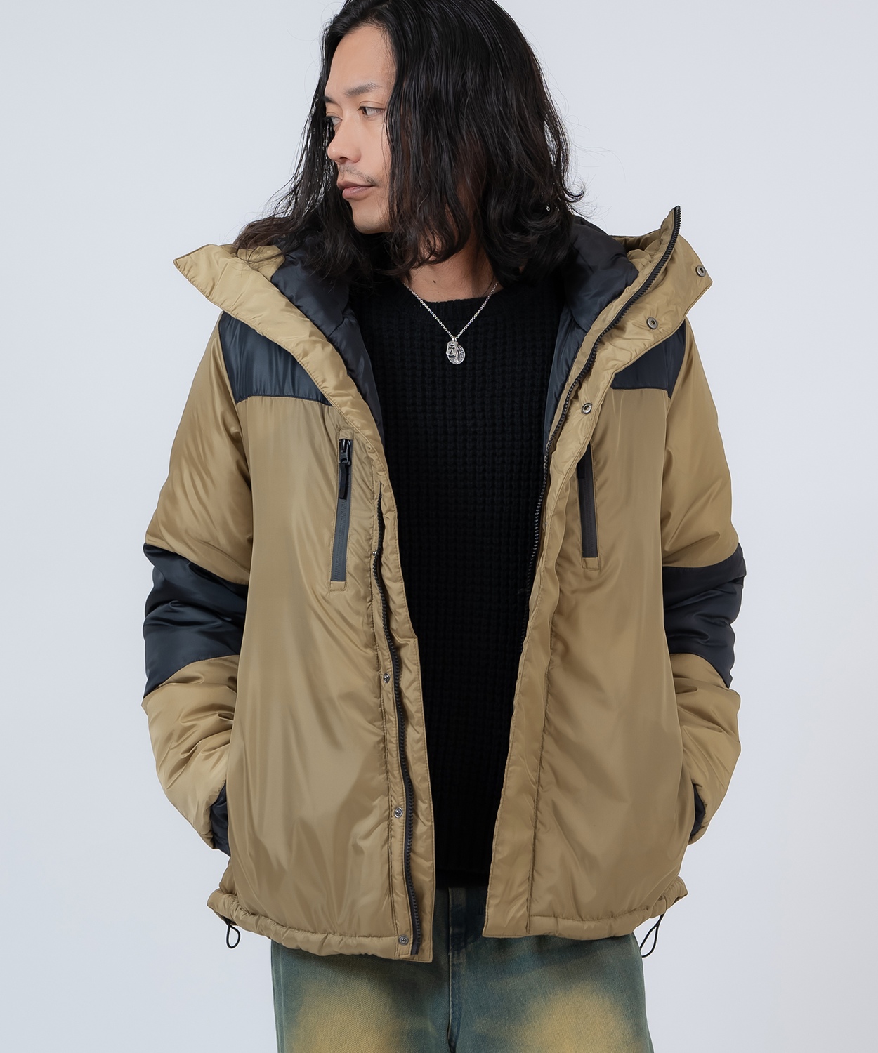 ダウンジャケット メンズ 中綿 ナイロン マウンテンパーカー フーディー ジャンパー アウター 防寒 オーバーサイズ アウトドア ストリート アメカジ | improves | 01