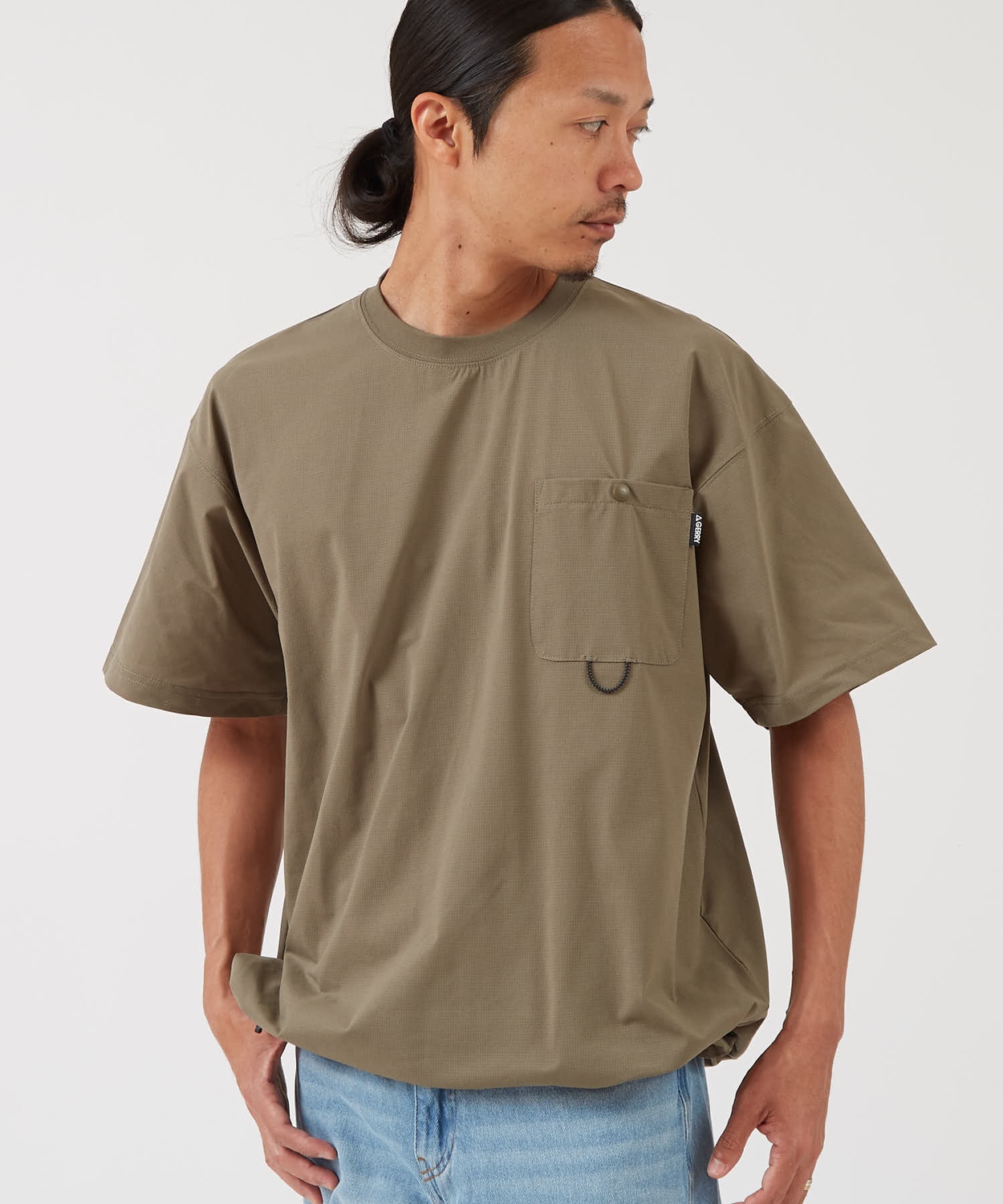 半袖Tシャツ メンズ GERRY ジェリー 裾ドローコード ドットエアー カットソー アウトドア ストリート アメカジ 古着MIX ブラック カーキ | GERRY | 02